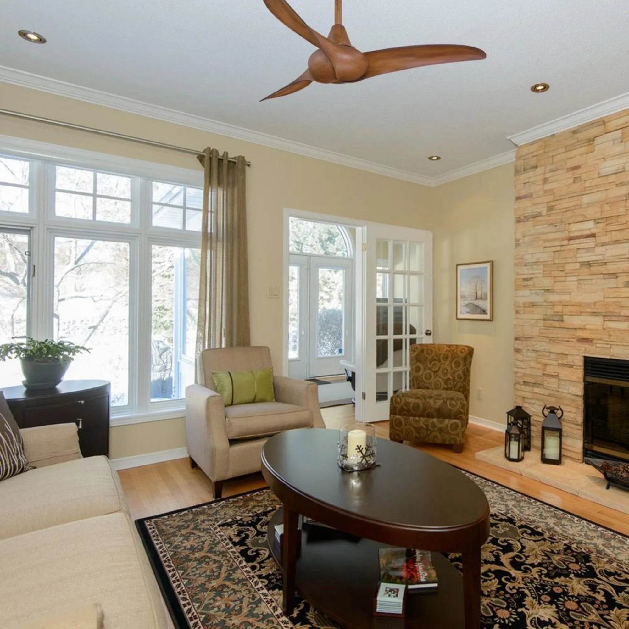 Wave 44" Distressed Koa Indoor Ceiling Fan with Remote