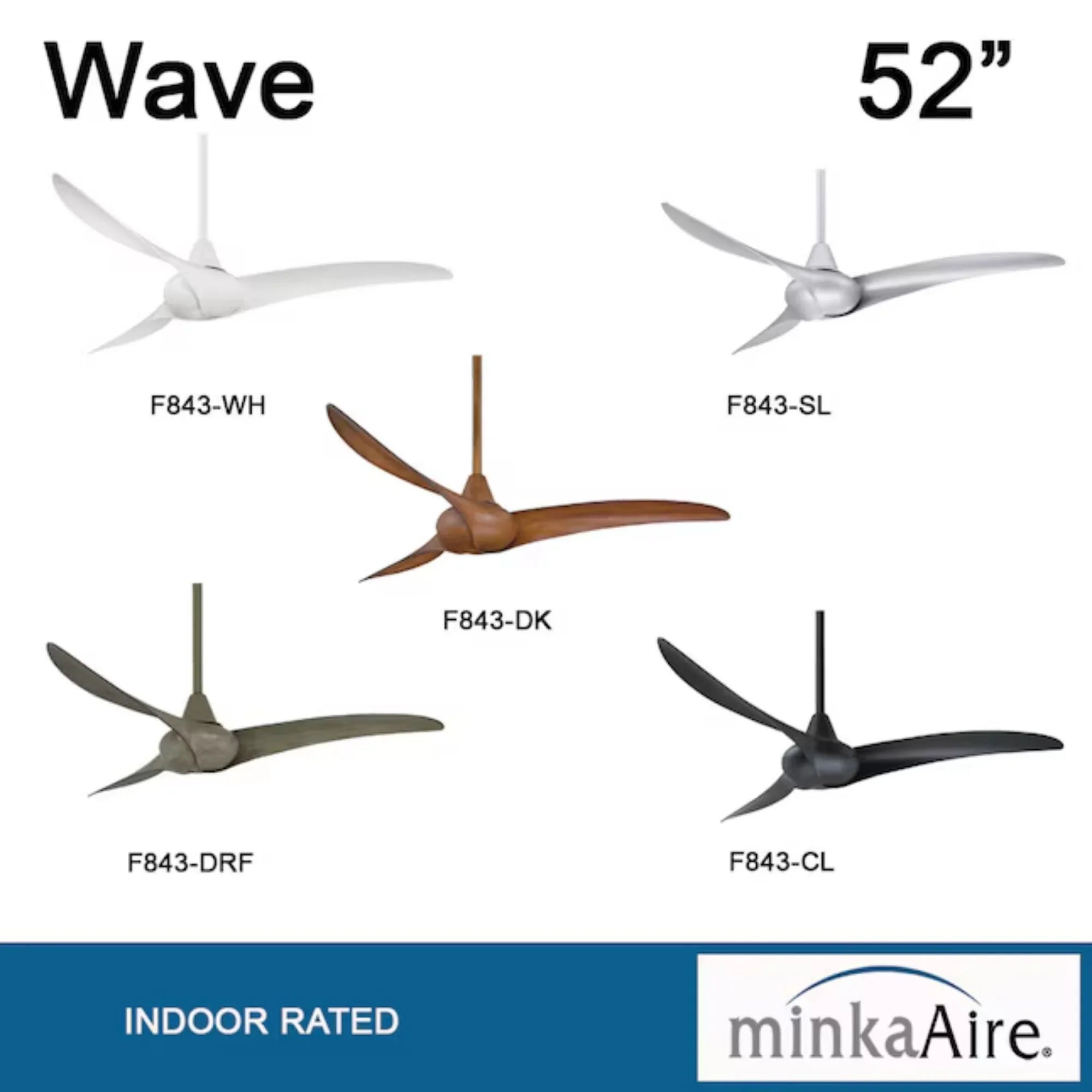 Wave 52" Distressed Koa Indoor Ceiling Fan with Remote