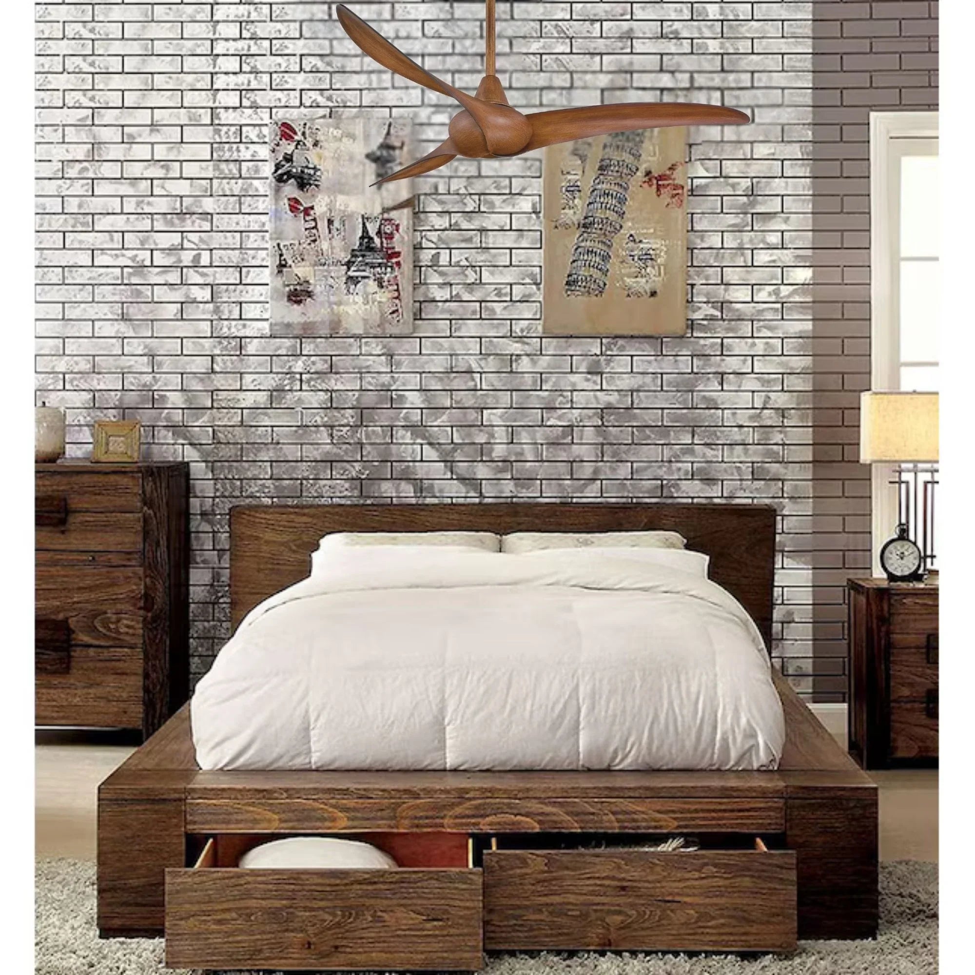 Wave 52" Distressed Koa Indoor Ceiling Fan with Remote