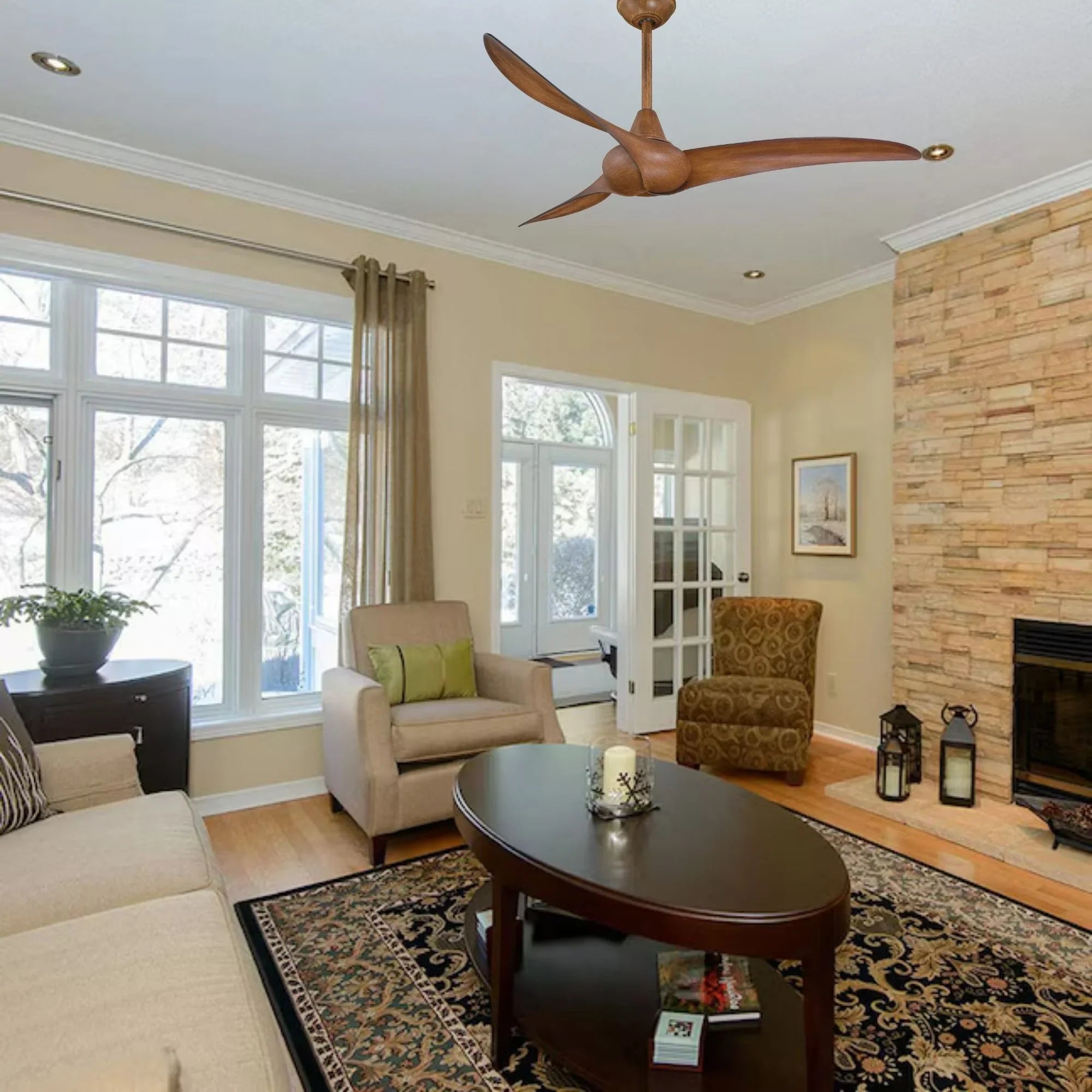 Wave 52" Distressed Koa Indoor Ceiling Fan with Remote