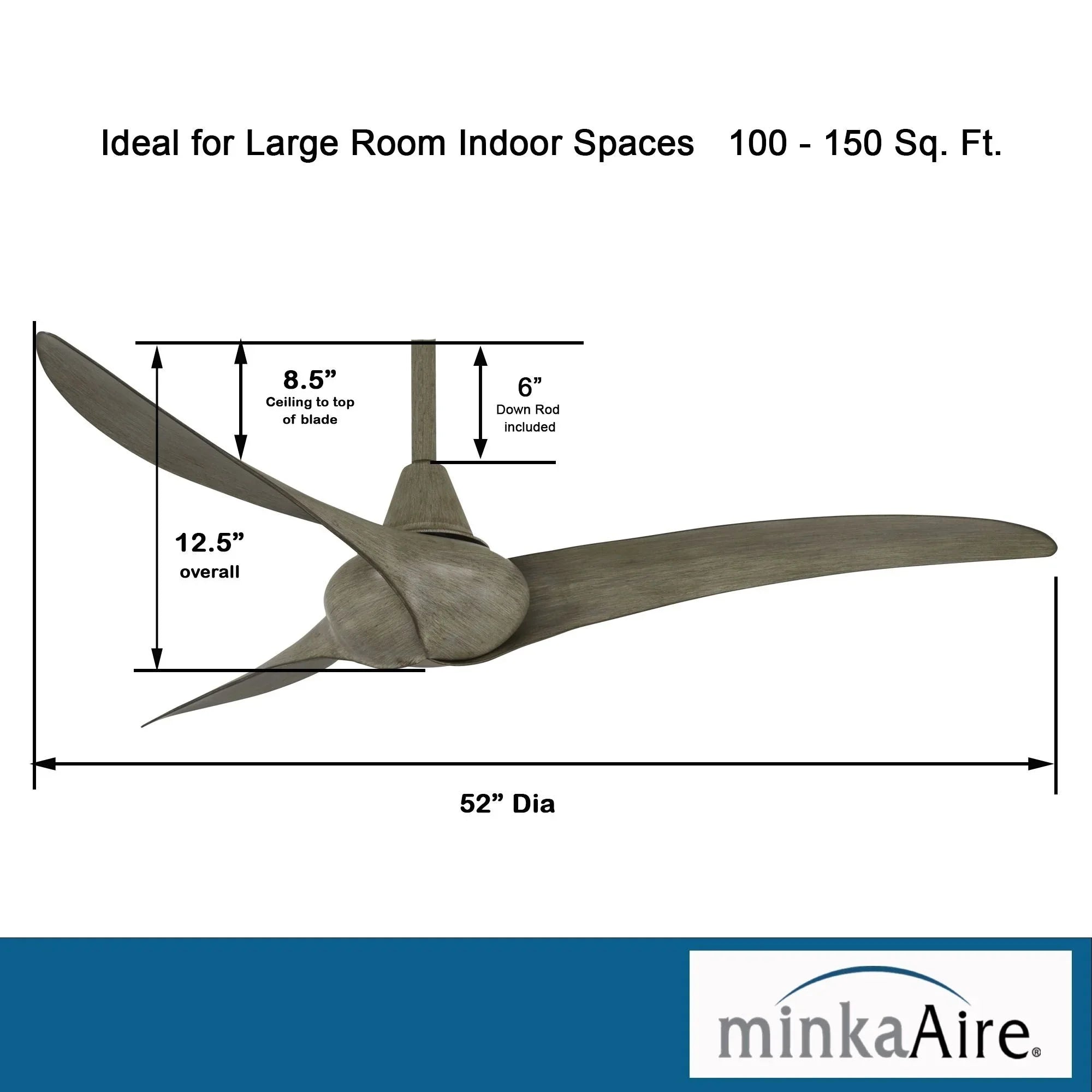 Wave 52" Driftwood Indoor Ceiling Fan with Remote