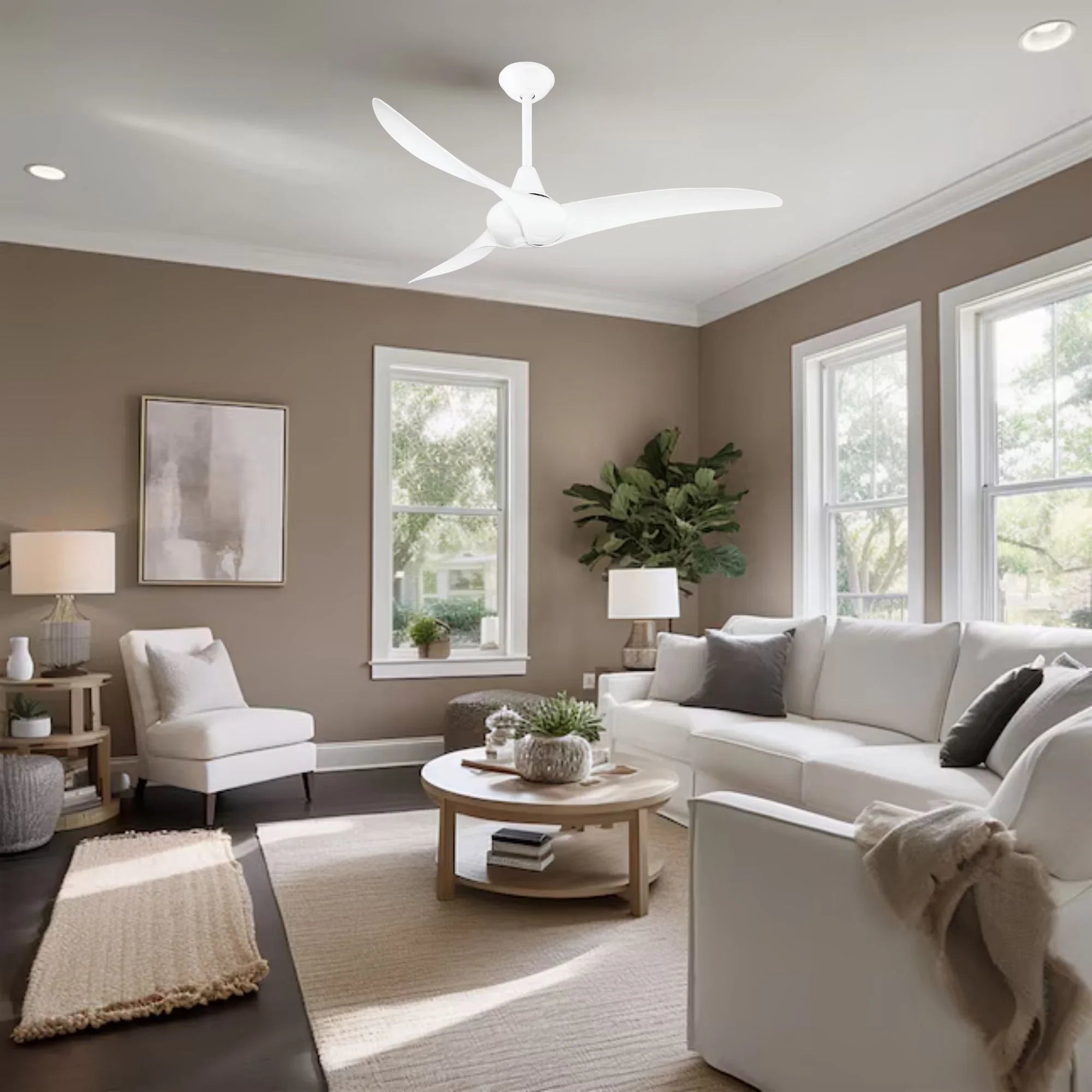 Wave 52" White Indoor Ceiling Fan with Remote