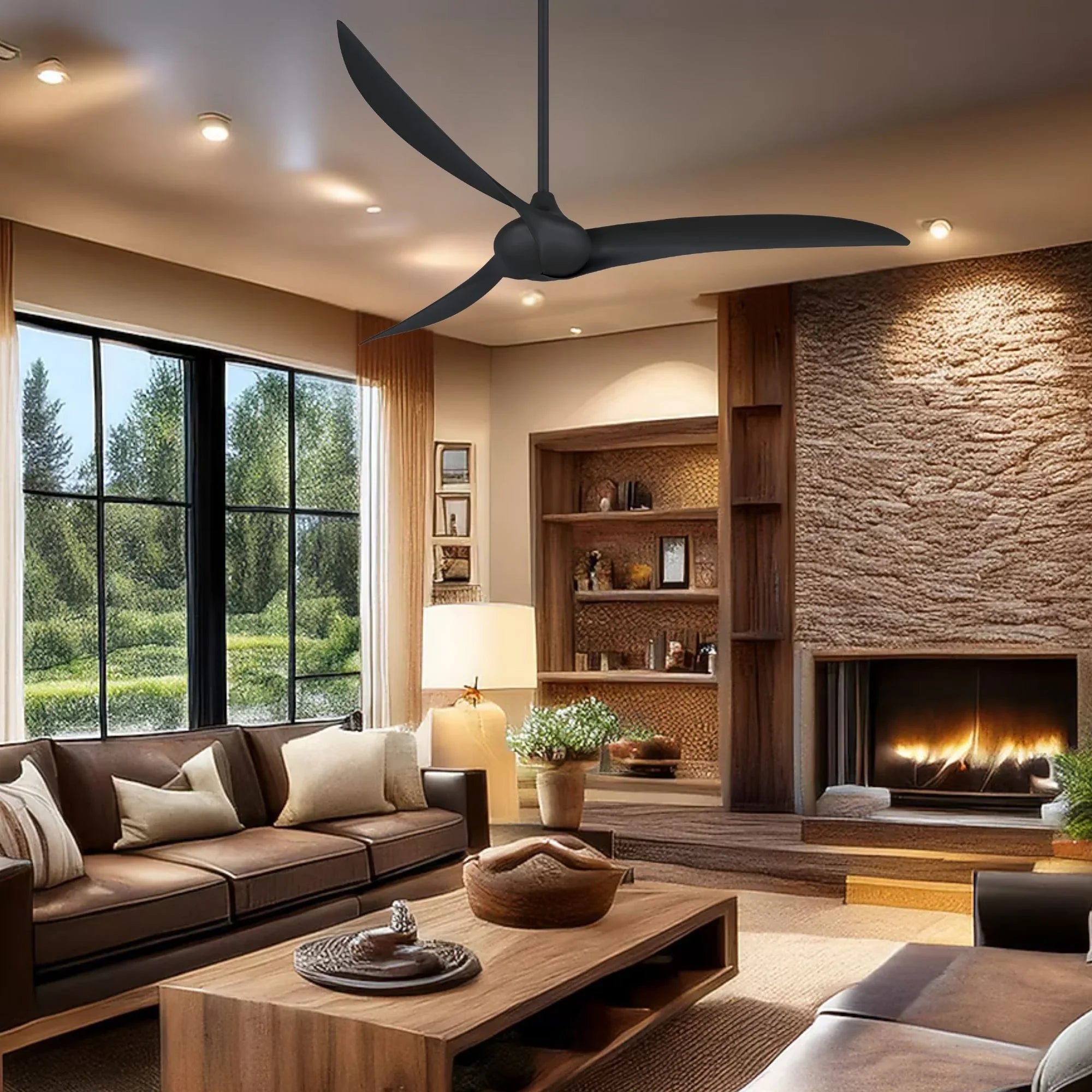 Wave 65" Black Coal Indoor Ceiling Fan with Remote