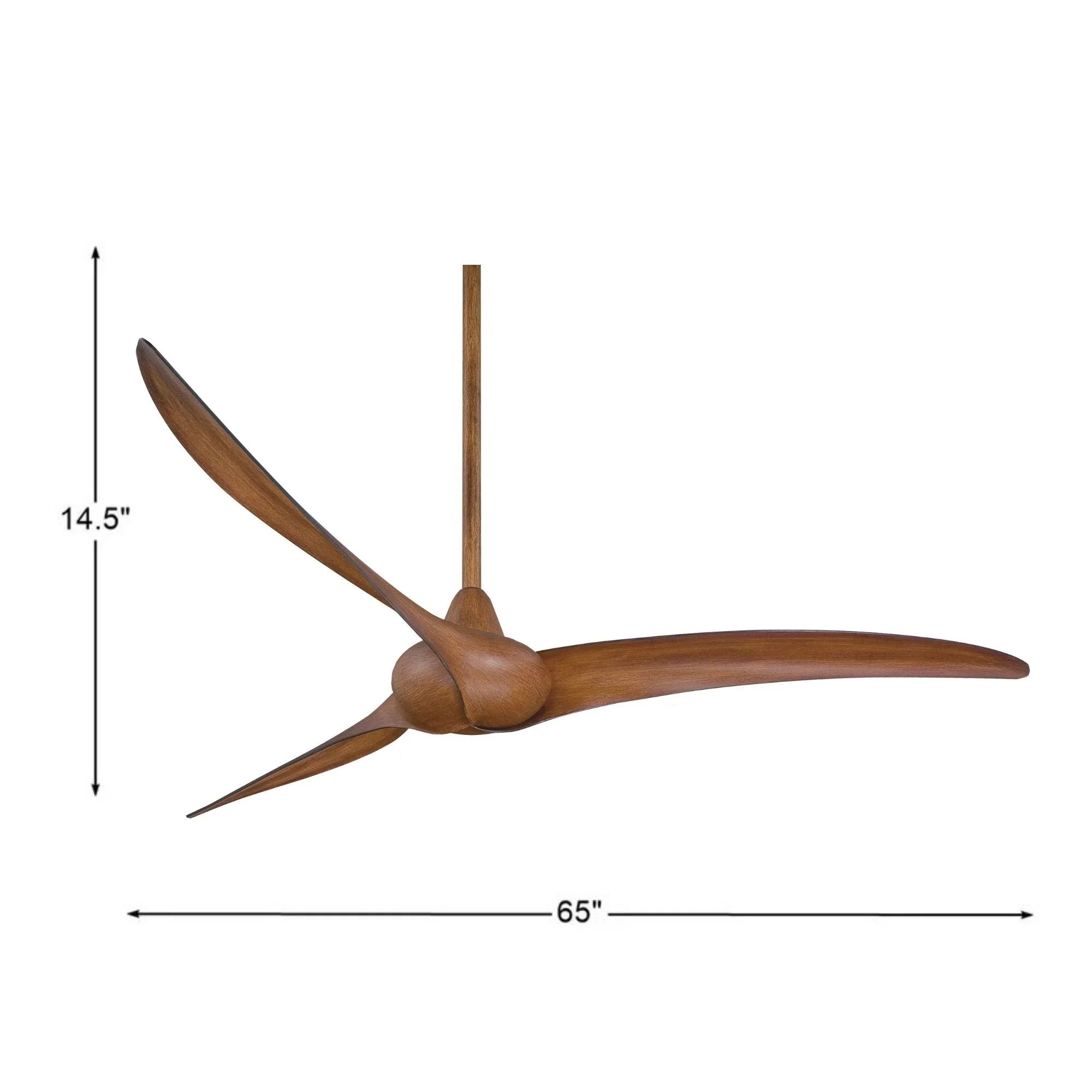 Wave 65" Distressed Koa Indoor Ceiling Fan with Remote