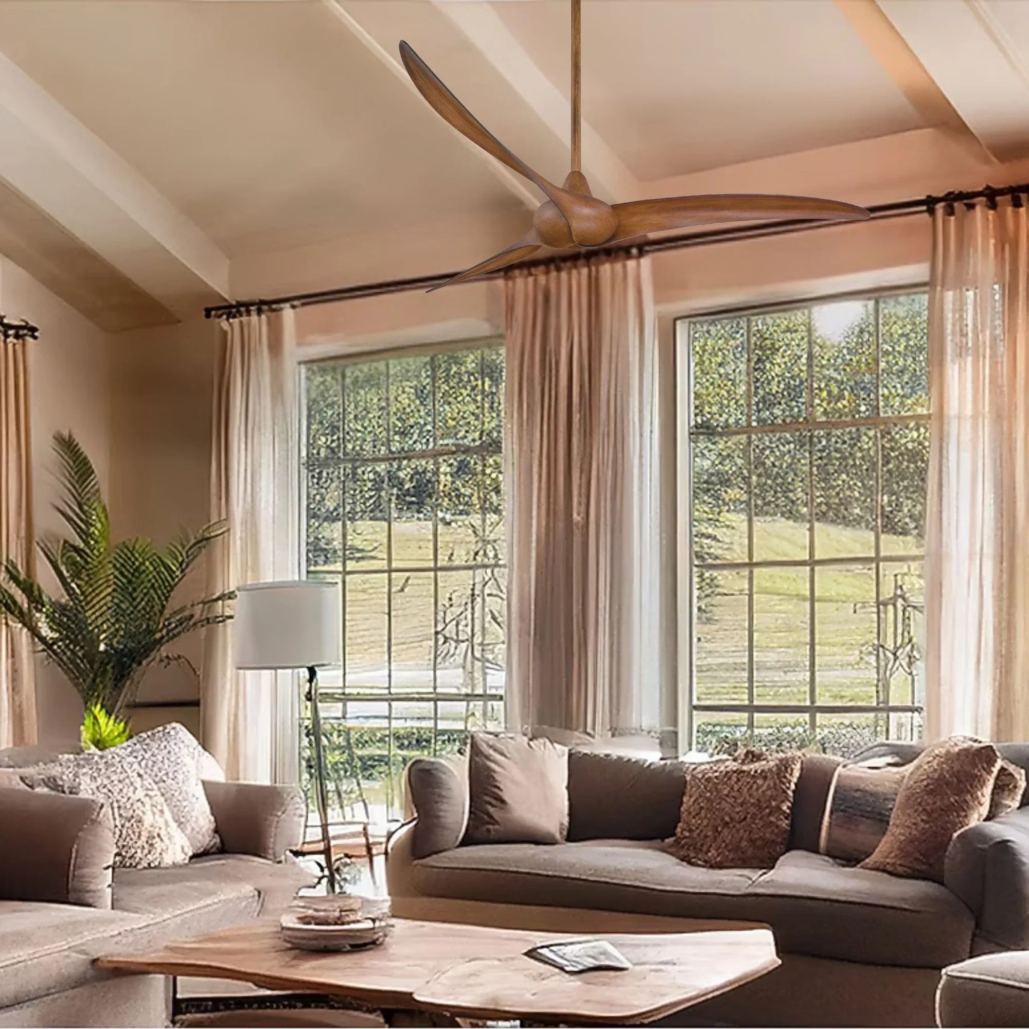 Wave 65" Distressed Koa Indoor Ceiling Fan with Remote
