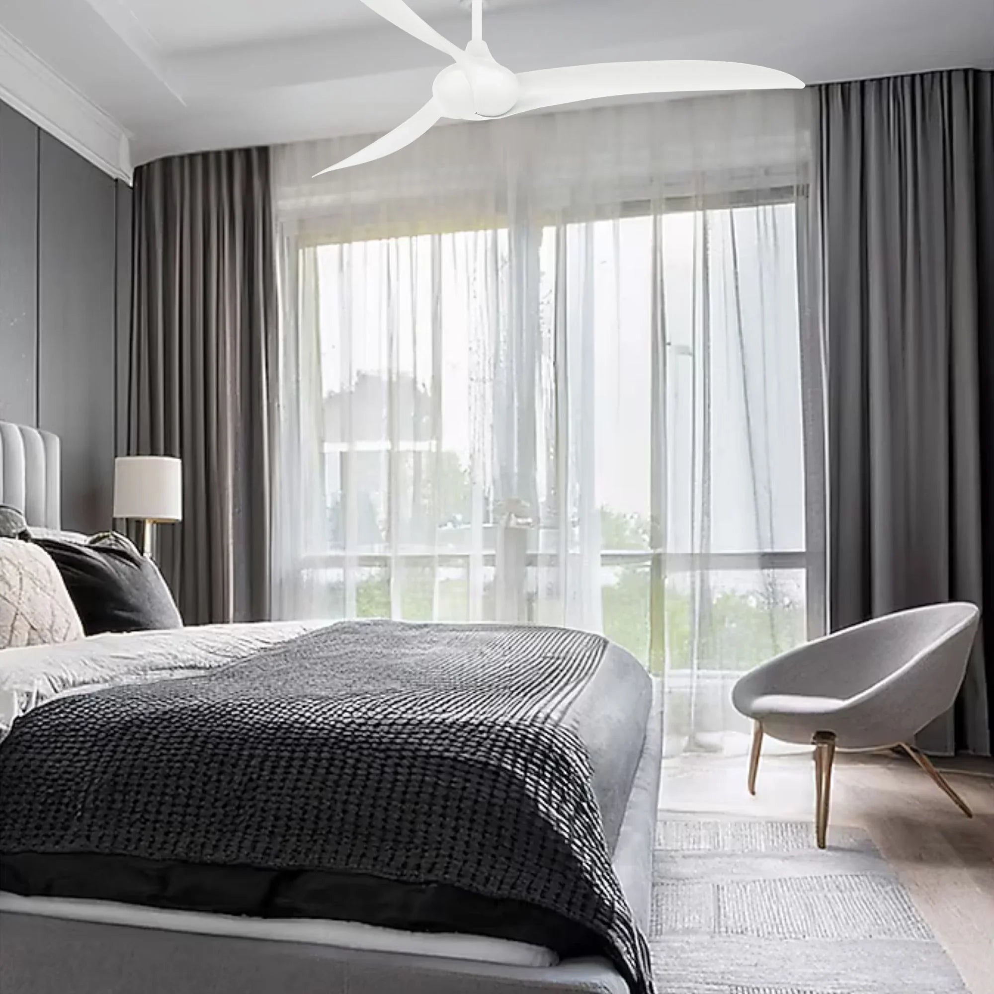 Wave 65" White Indoor Ceiling Fan with Remote