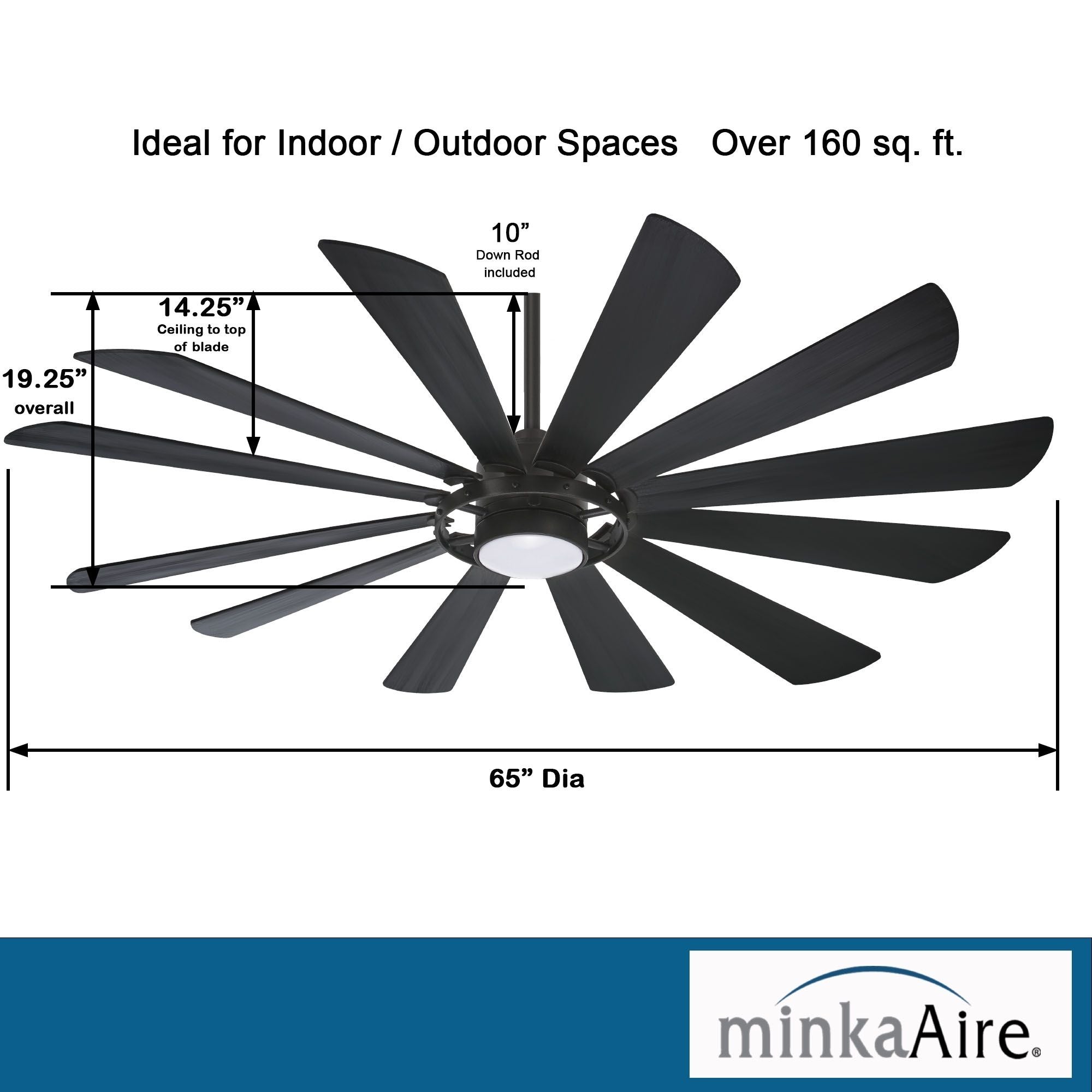Windmolen LED 65" Wet Rated Smart Ceiling Fan, Textured Coal