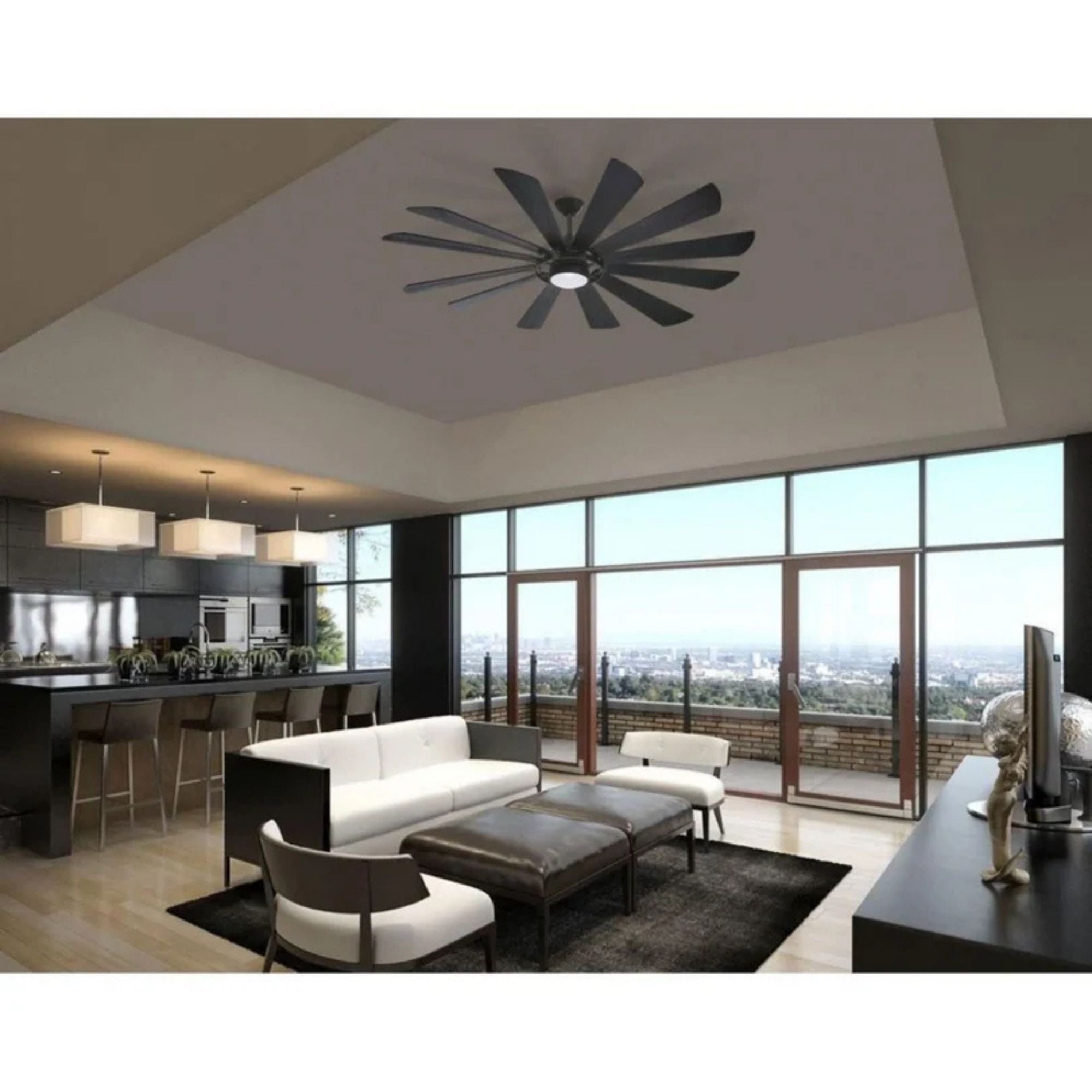 Minka Aire - Windmolen LED 65" Wet Rated Smart Ceiling Fan, Textured Coal | Bees Lighting