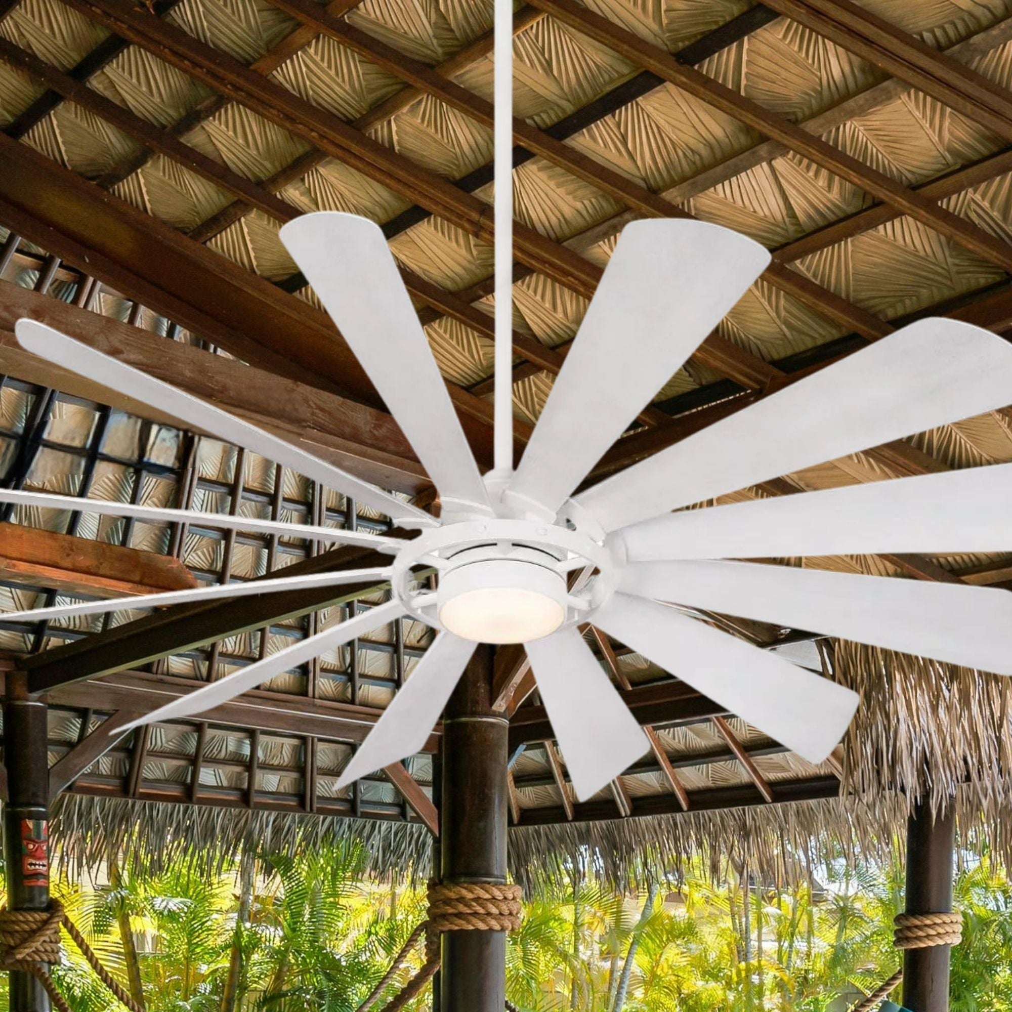 Minka Aire - Windmolen LED 65" Wet Rated Smart Ceiling Fan, Textured White | Bees Lighting