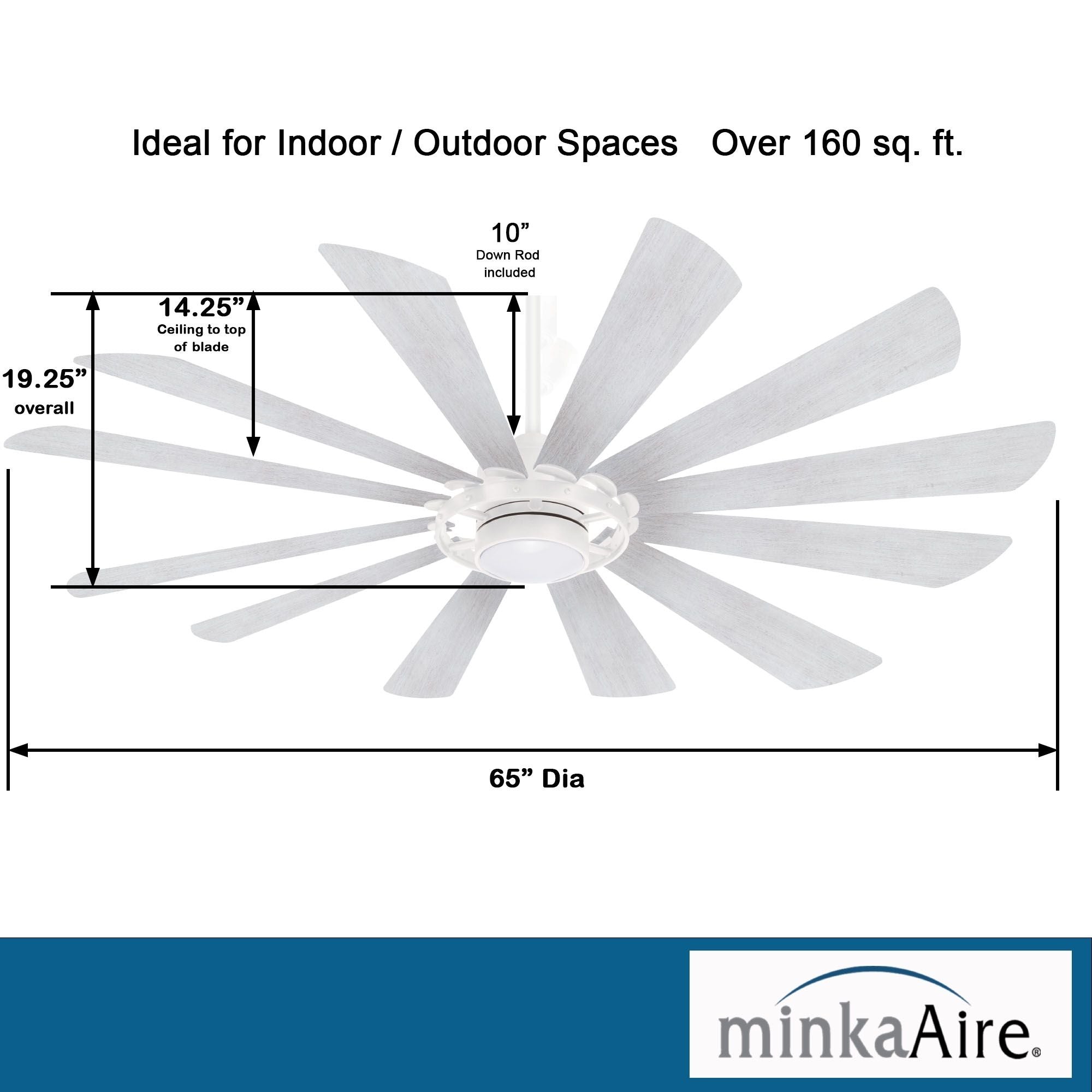 Windmolen LED 65" Wet Rated Smart Ceiling Fan, Textured White