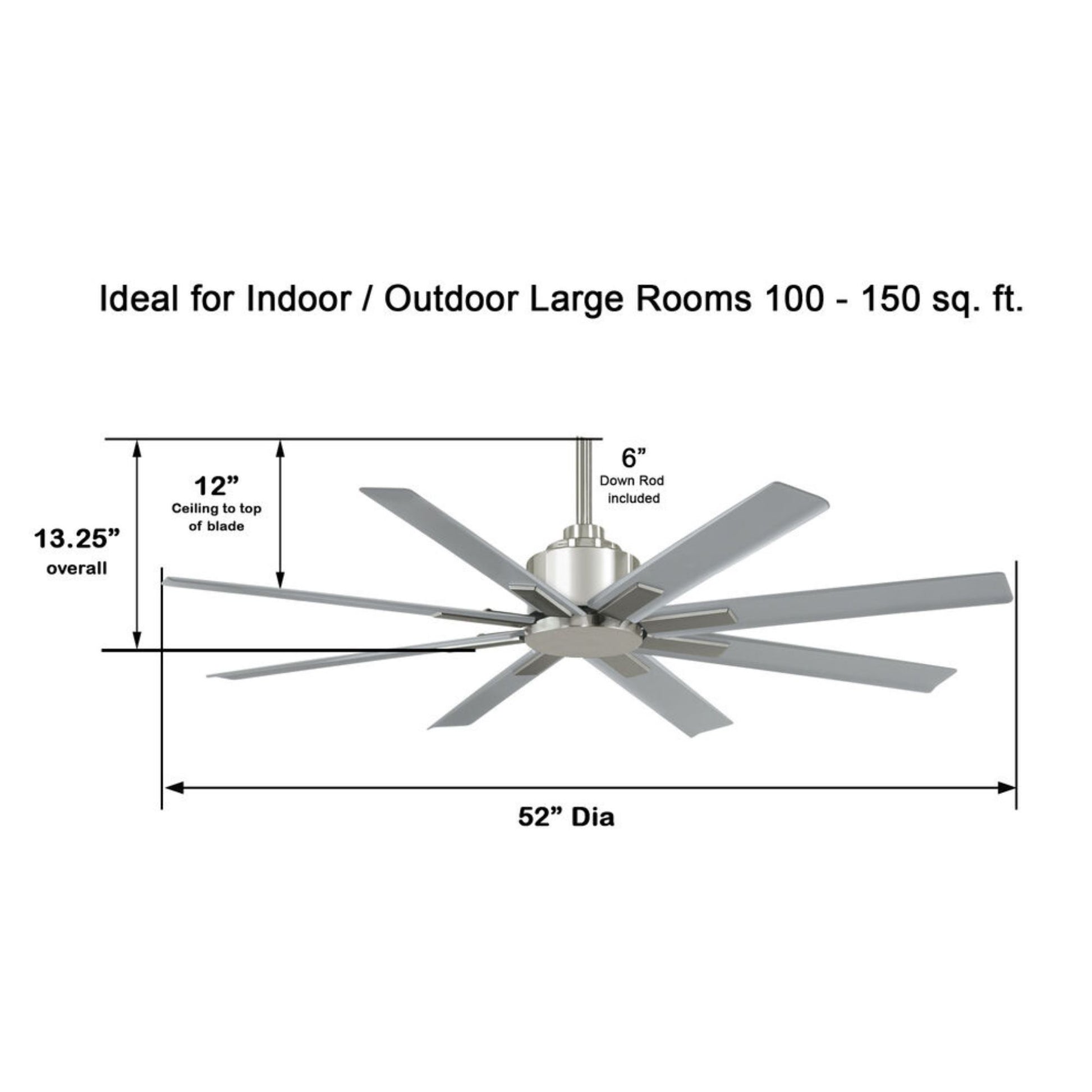 Xtreme H2O 52" Windmill Outdoor Ceiling Fan with Remote, Brushed Nickel - Bees Lighting
