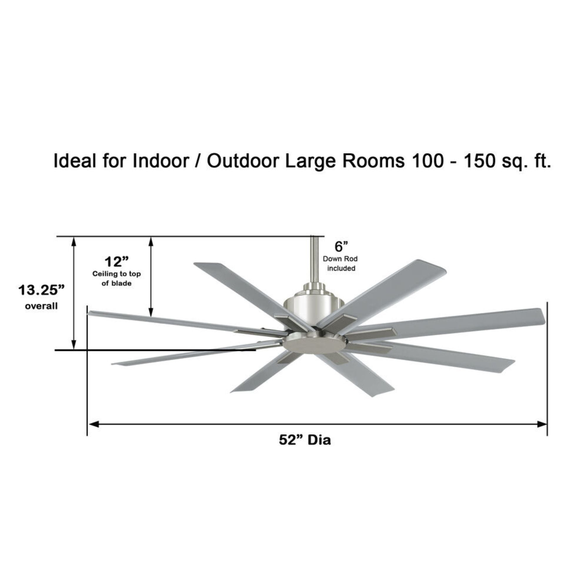 Xtreme H2O 52" Windmill Outdoor Ceiling Fan with Remote, Brushed Nickel - Bees Lighting