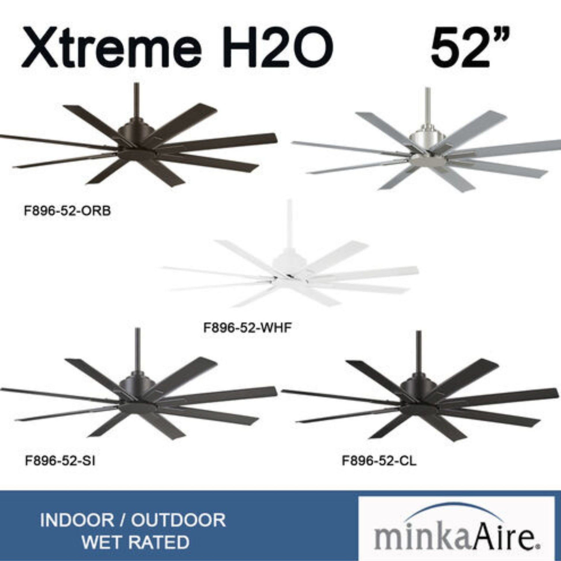 Xtreme H2O 52" Windmill Outdoor Ceiling Fan with Remote, Black Coal - Bees Lighting