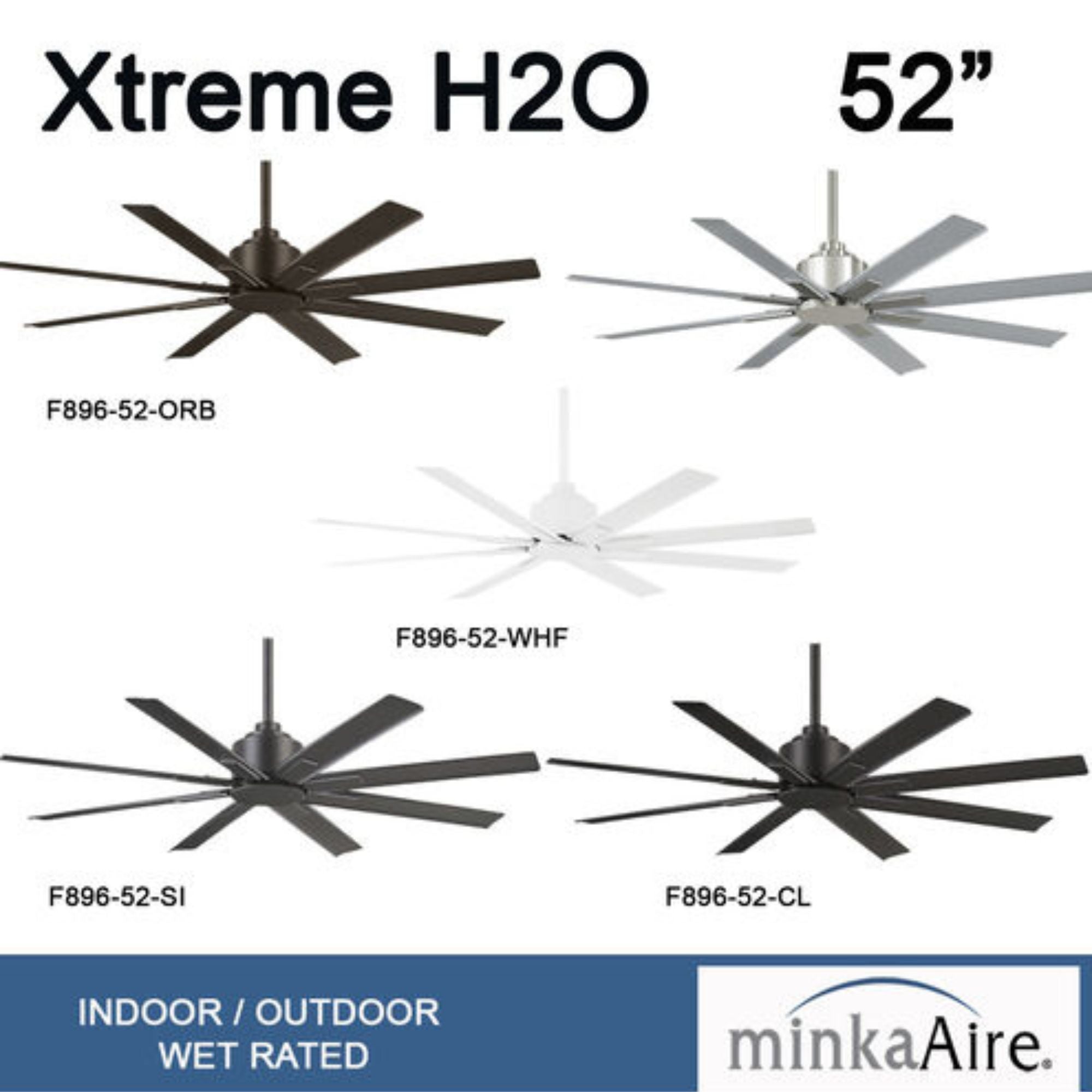 Xtreme H2O 52" Windmill Outdoor Ceiling Fan with Remote, Black Coal - Bees Lighting