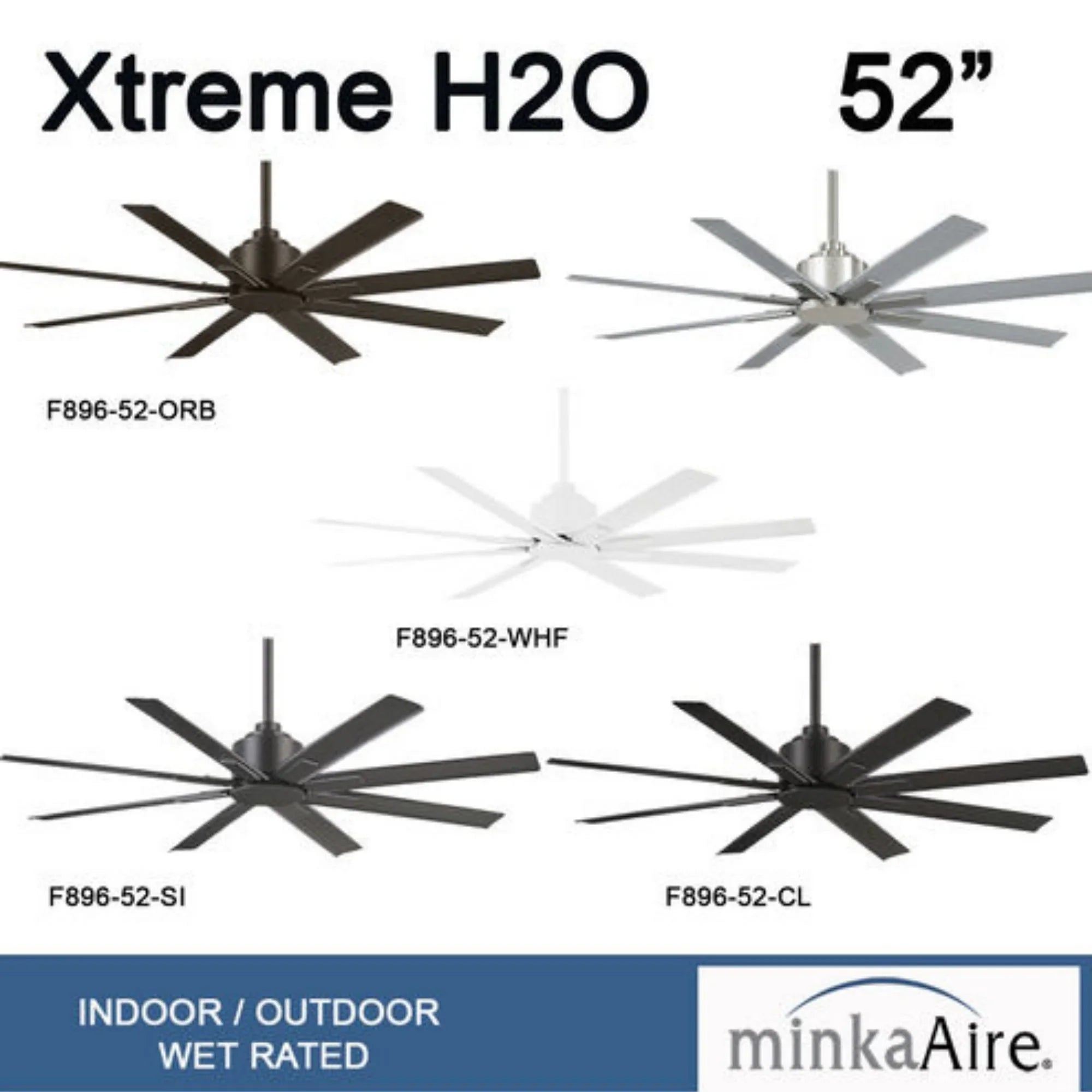 Xtreme H2O 52" Windmill Outdoor Ceiling Fan with Remote, Black Coal