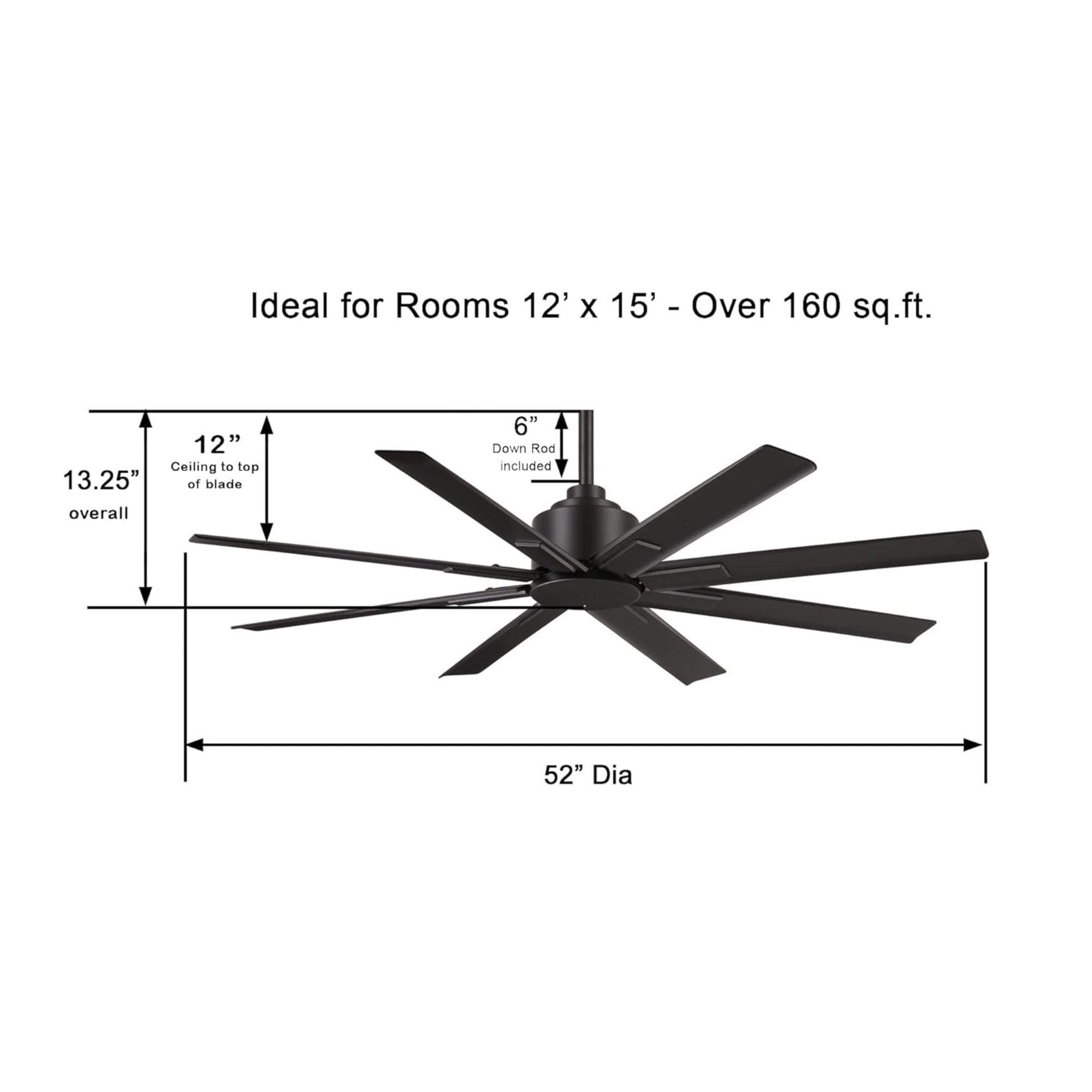 Xtreme H2O 52" Windmill Outdoor Ceiling Fan with Remote, Black Coal - Bees Lighting