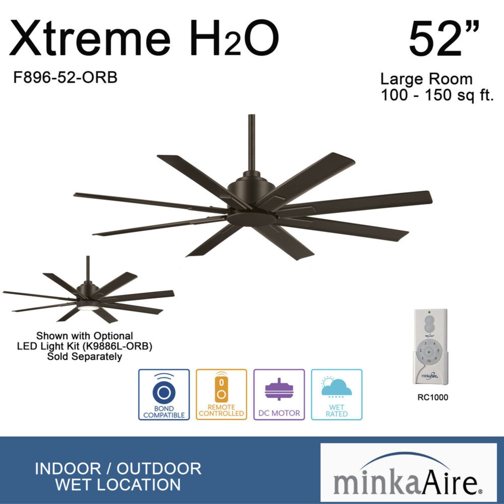 Xtreme H2O 52" Windmill Outdoor Ceiling Fan with Remote, Oil Rubbed Bronze - Bees Lighting