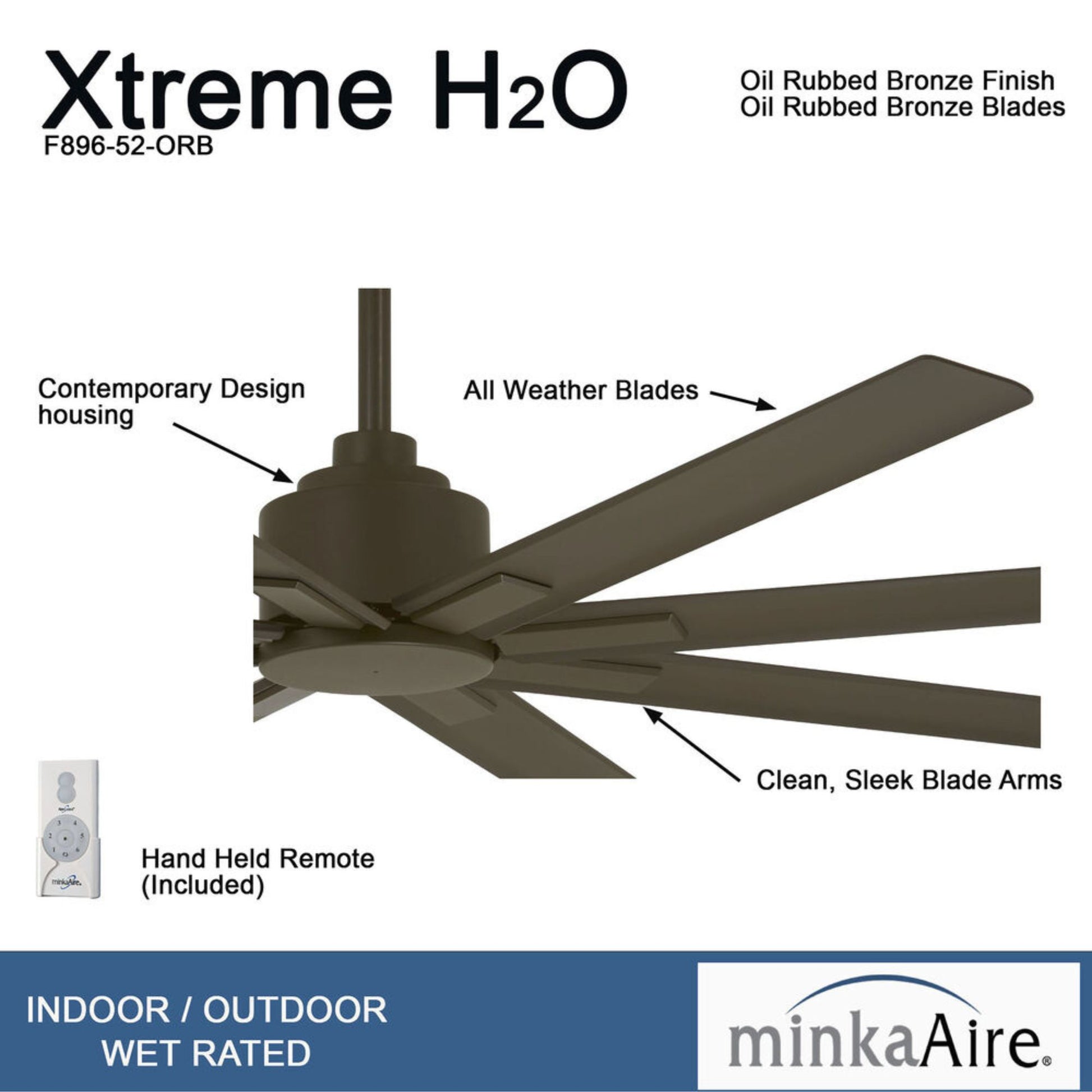 Xtreme H2O 52" Windmill Outdoor Ceiling Fan with Remote, Oil Rubbed Bronze - Bees Lighting