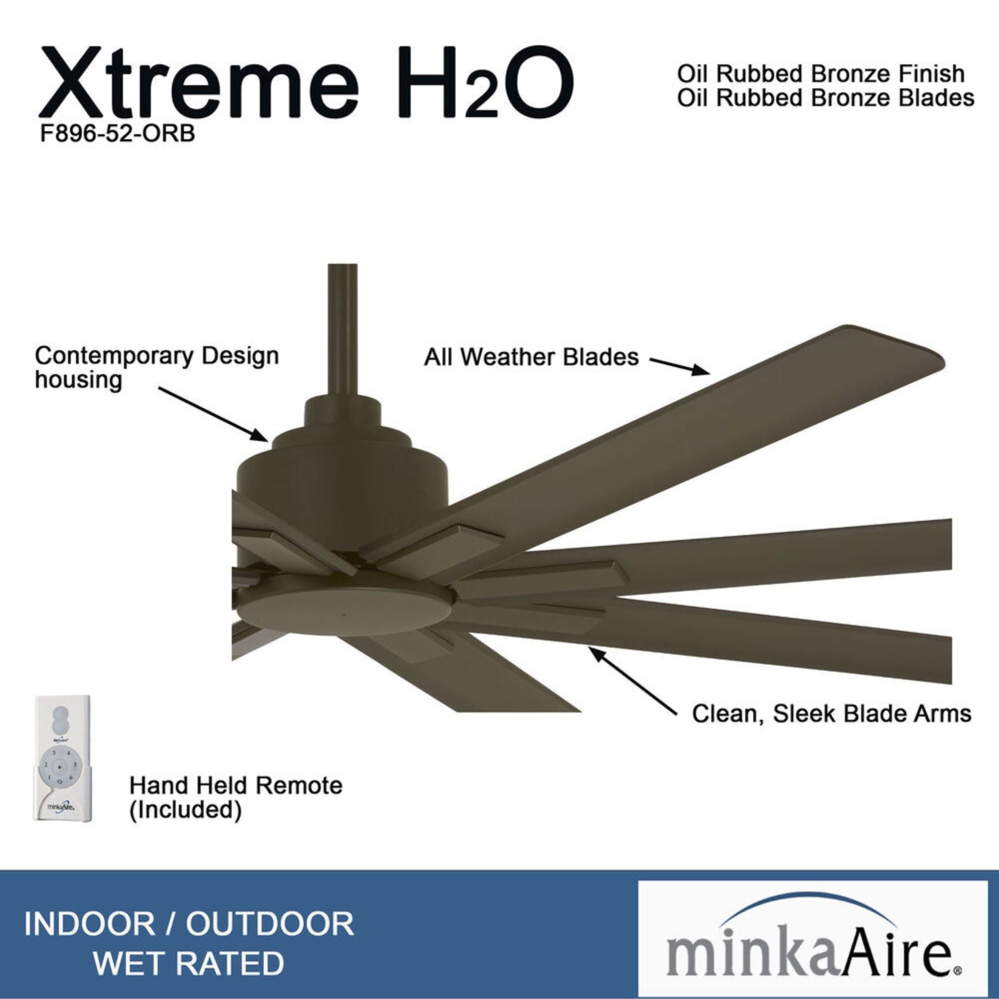 Xtreme H2O 52" Windmill Outdoor Ceiling Fan with Remote, Oil Rubbed Bronze - Bees Lighting