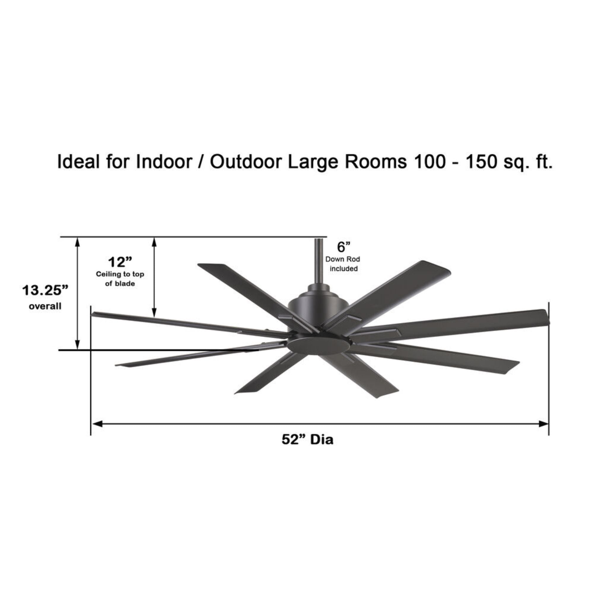 Xtreme H2O 52" Windmill Outdoor Ceiling Fan with Remote, Smoked Iron - Bees Lighting