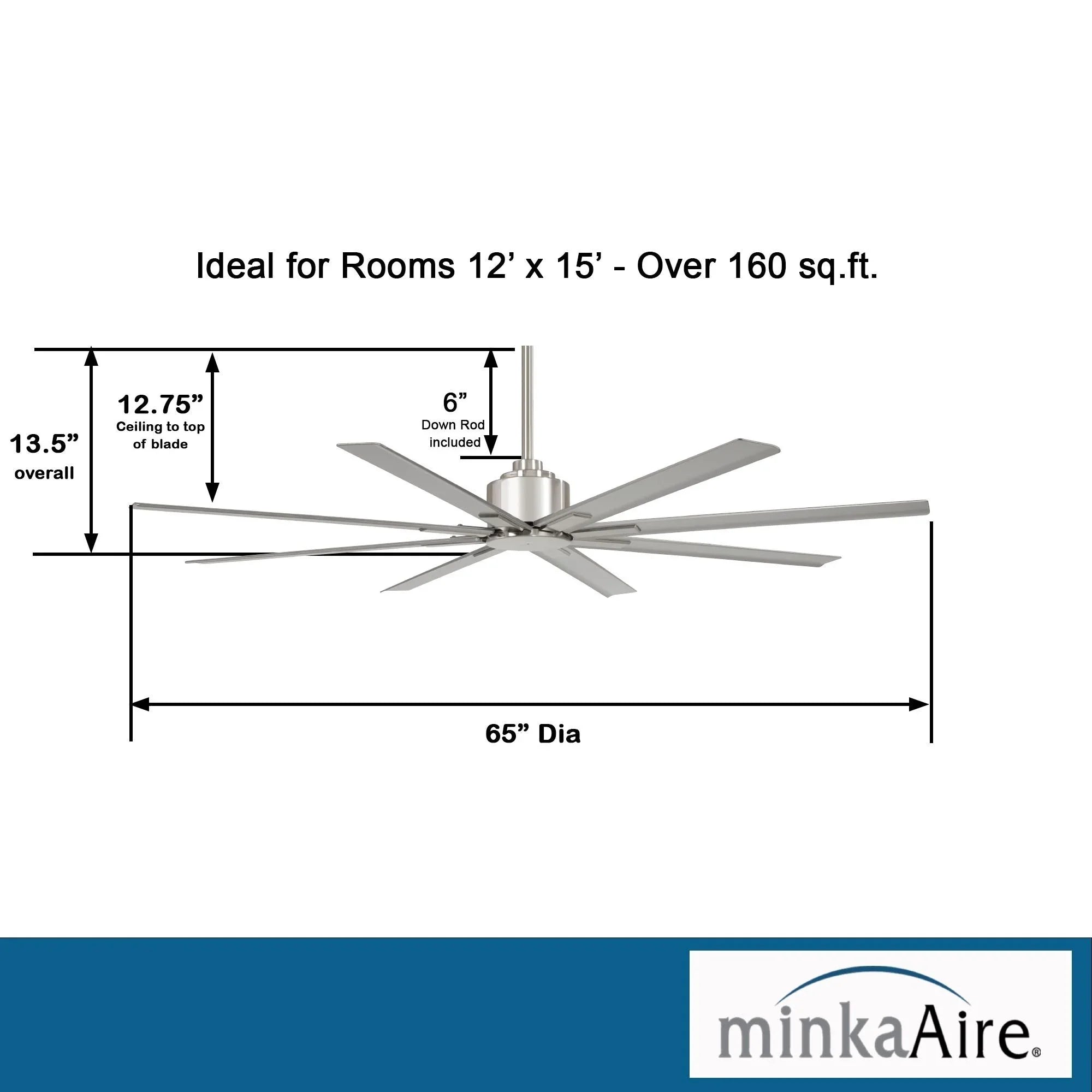 Xtreme H2O 65" Windmill Outdoor Ceiling Fan with Remote, Brushed Nickel