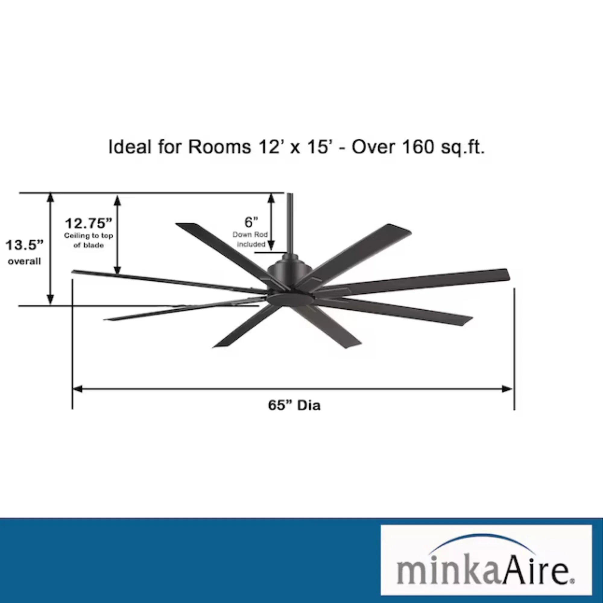 Xtreme H2O 65" Windmill Outdoor Ceiling Fan with Remote, Smoked Iron