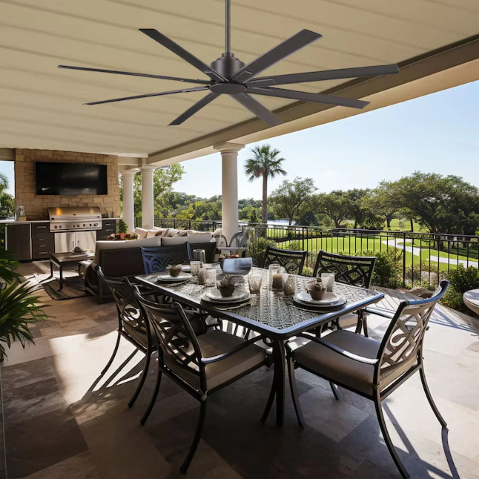 Xtreme H2O 65" Windmill Outdoor Ceiling Fan with Remote, Smoked Iron