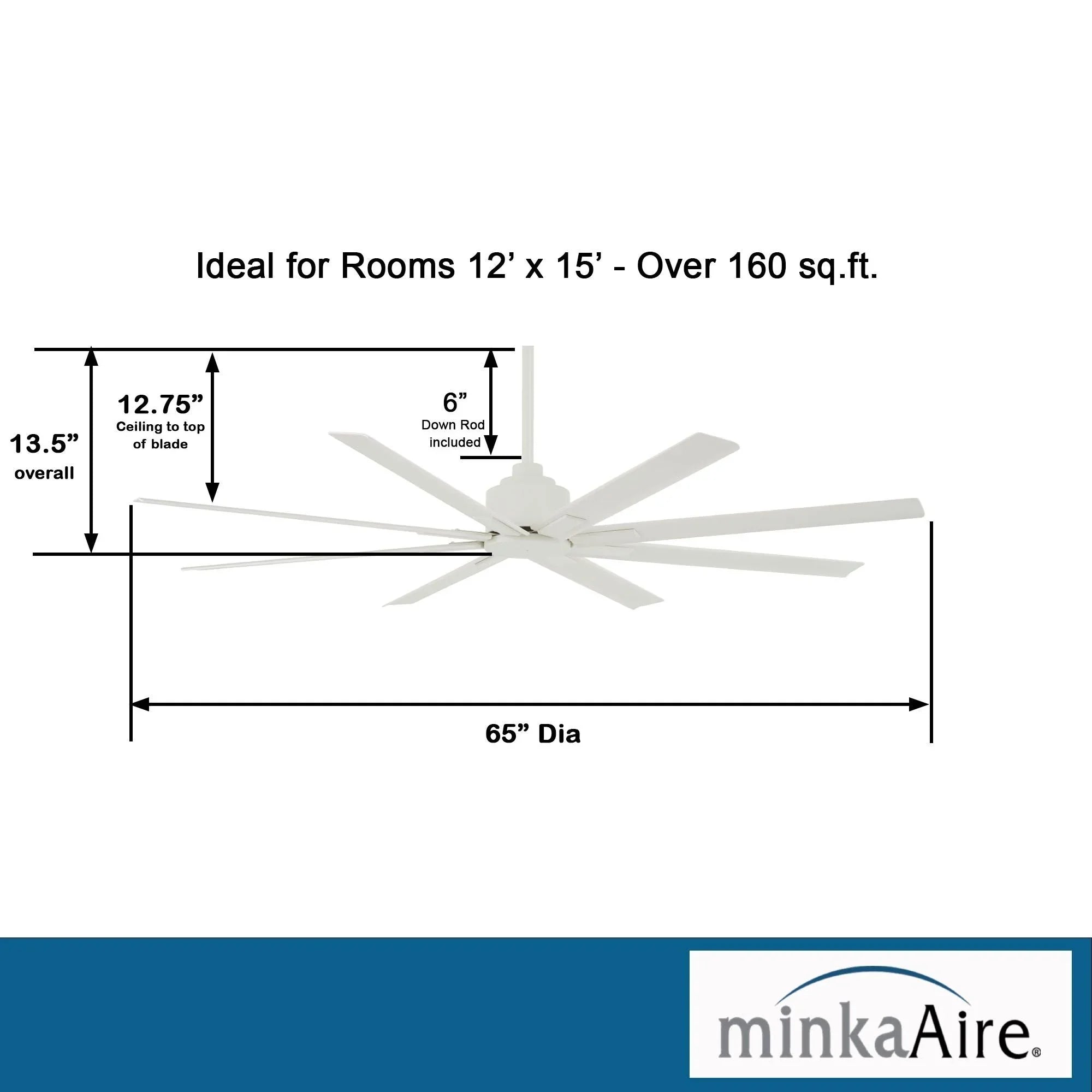 Xtreme H2O 65" Windmill Outdoor Ceiling Fan with Remote, Flat White