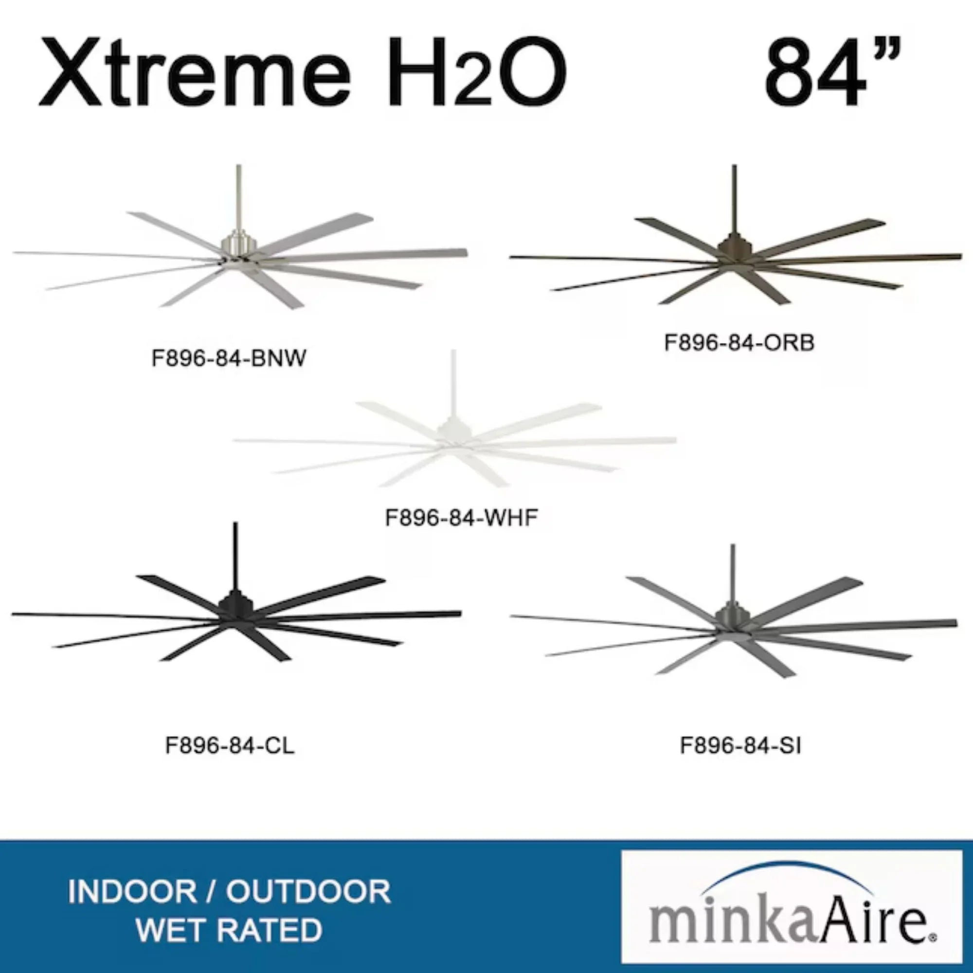 Xtreme H2O 84" Large Windmill Outdoor Ceiling Fan with Remote, Black Coal
