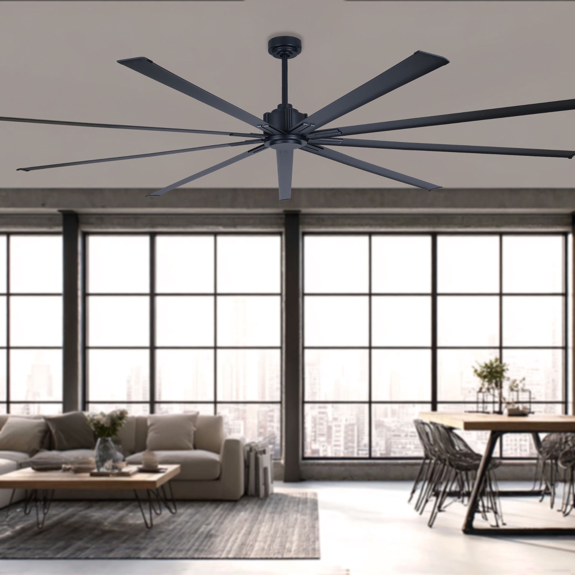 Xtreme 96" Large Windmill Ceiling Fan with Remote, Coal Black
