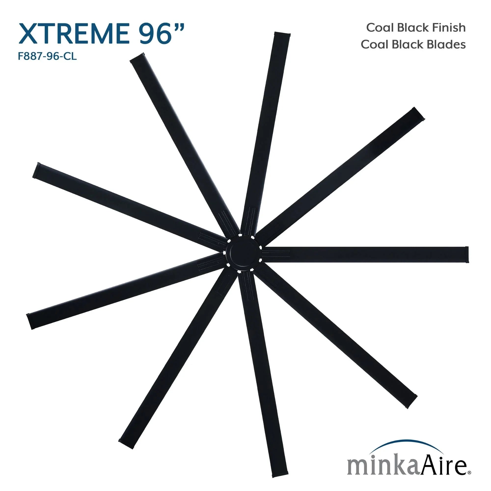 Xtreme 96" Large Windmill Ceiling Fan with Remote, Coal Black