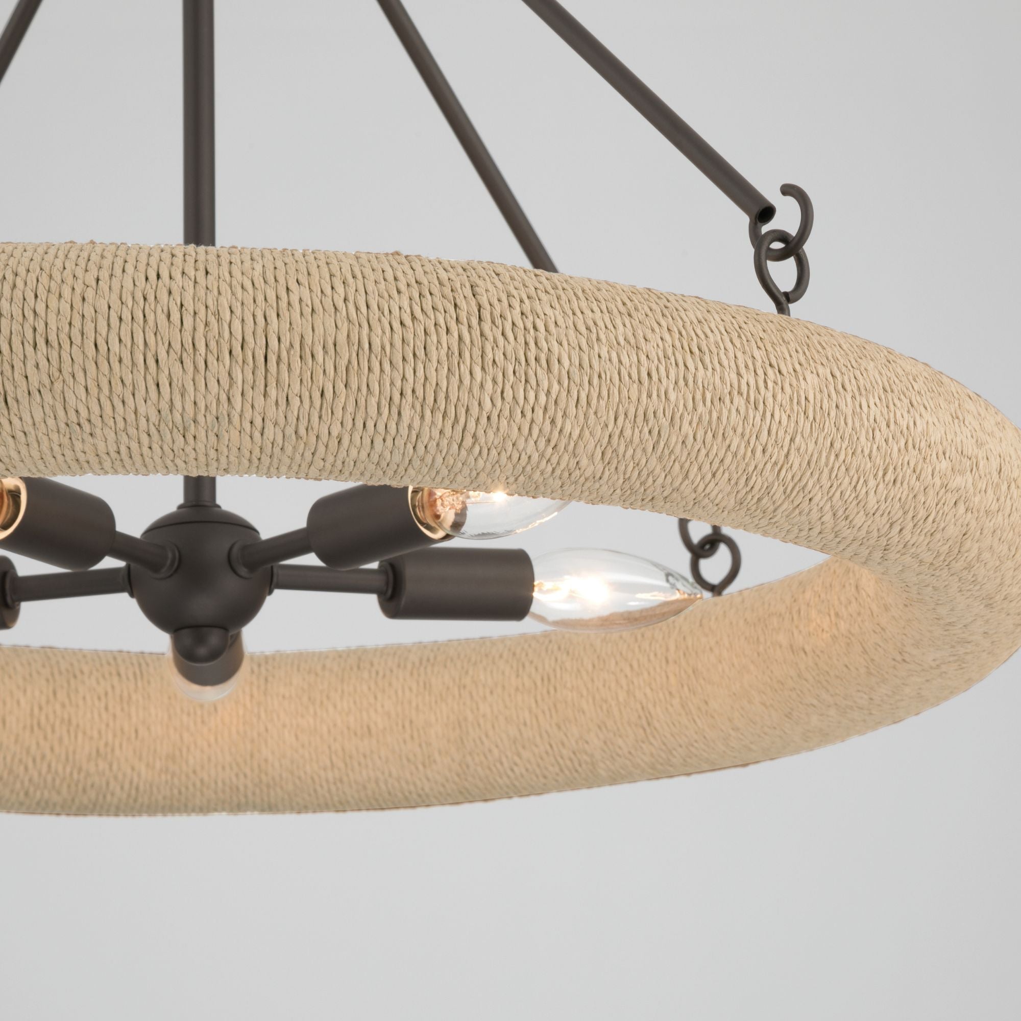 Minka-Lavery Aeris 24 in. 5-Light Pendant, Dark Bronze & Natural