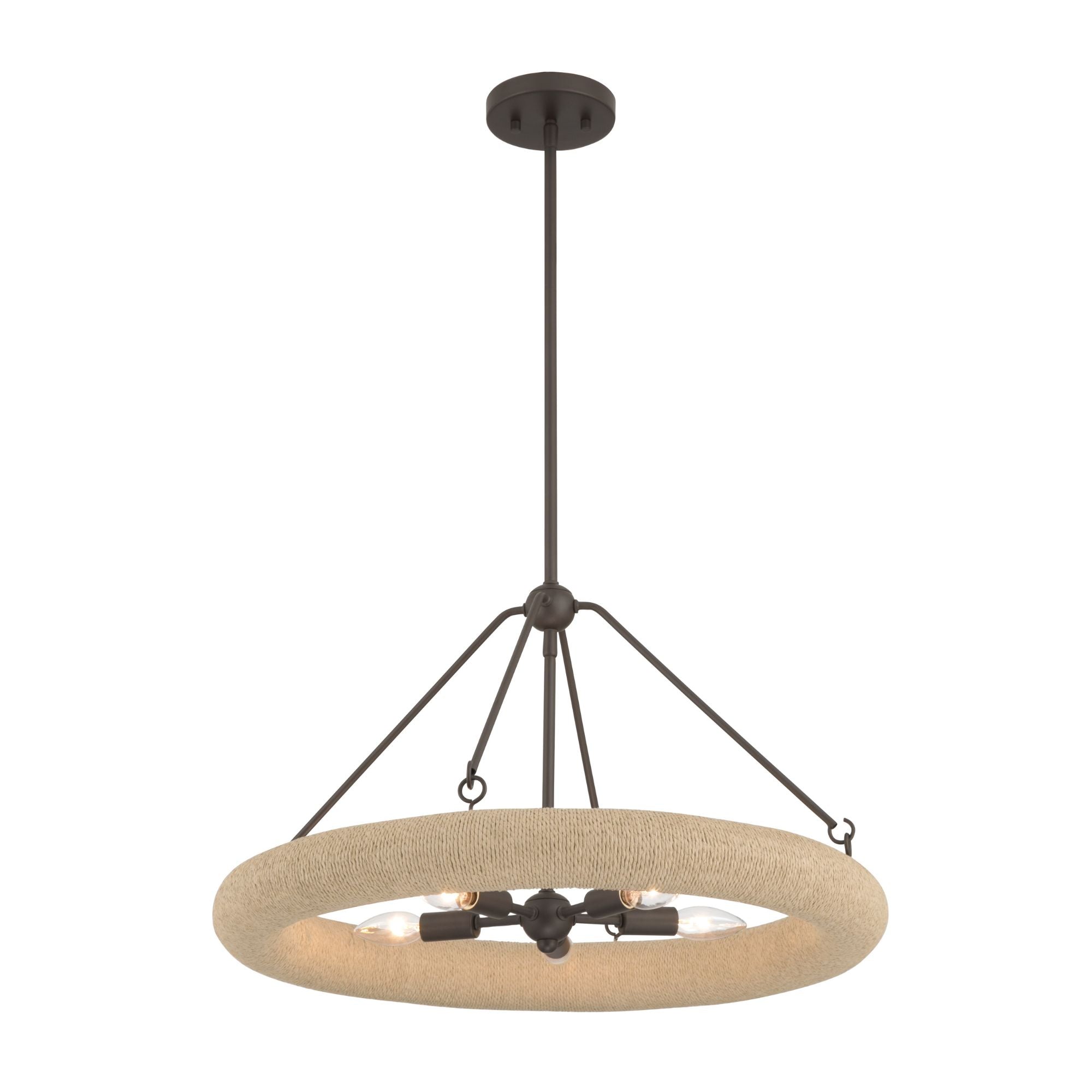 Minka-Lavery Aeris 24 in. 5-Light Pendant, Dark Bronze & Natural