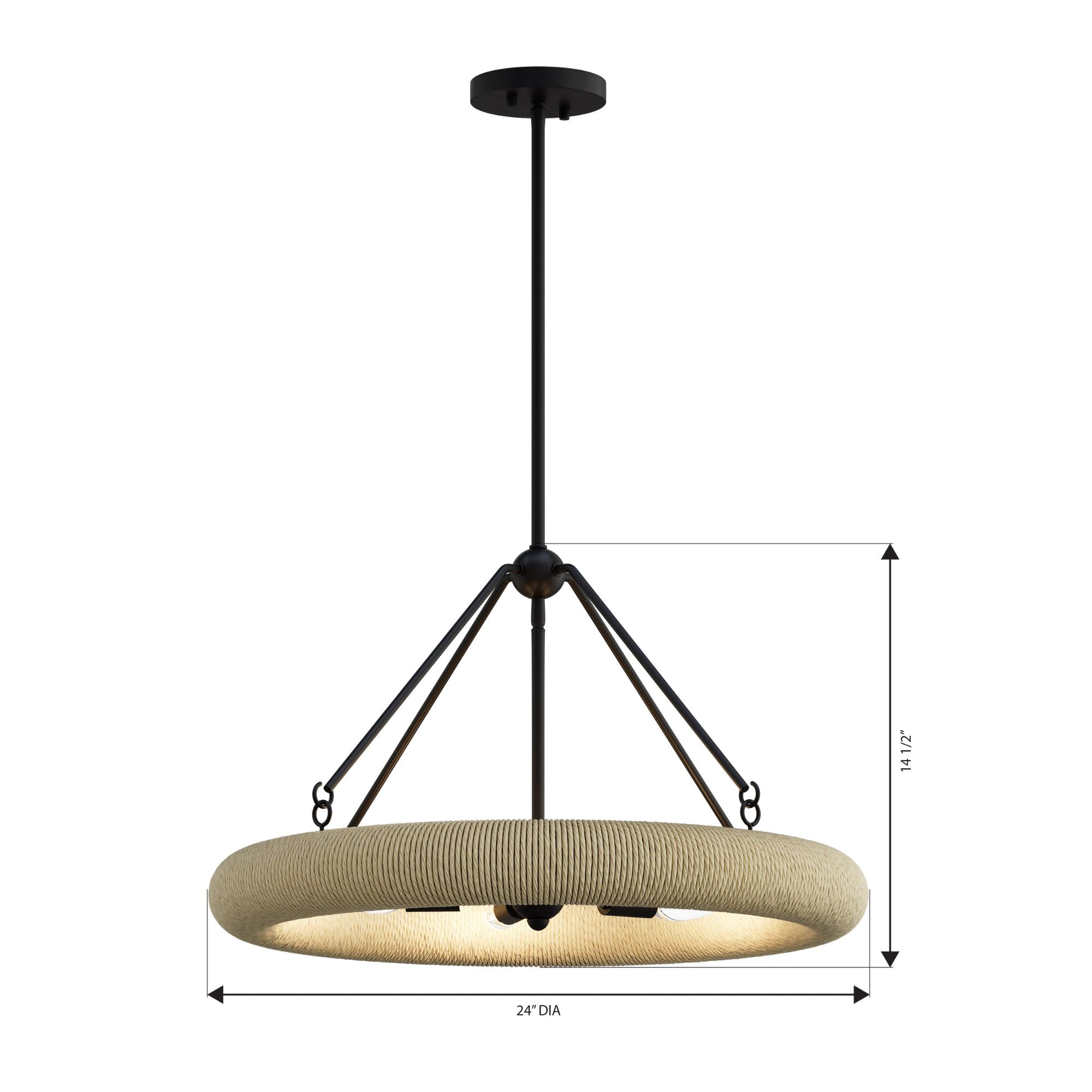 Minka-Lavery Aeris 24 in. 5-Light Pendant, Dark Bronze & Natural
