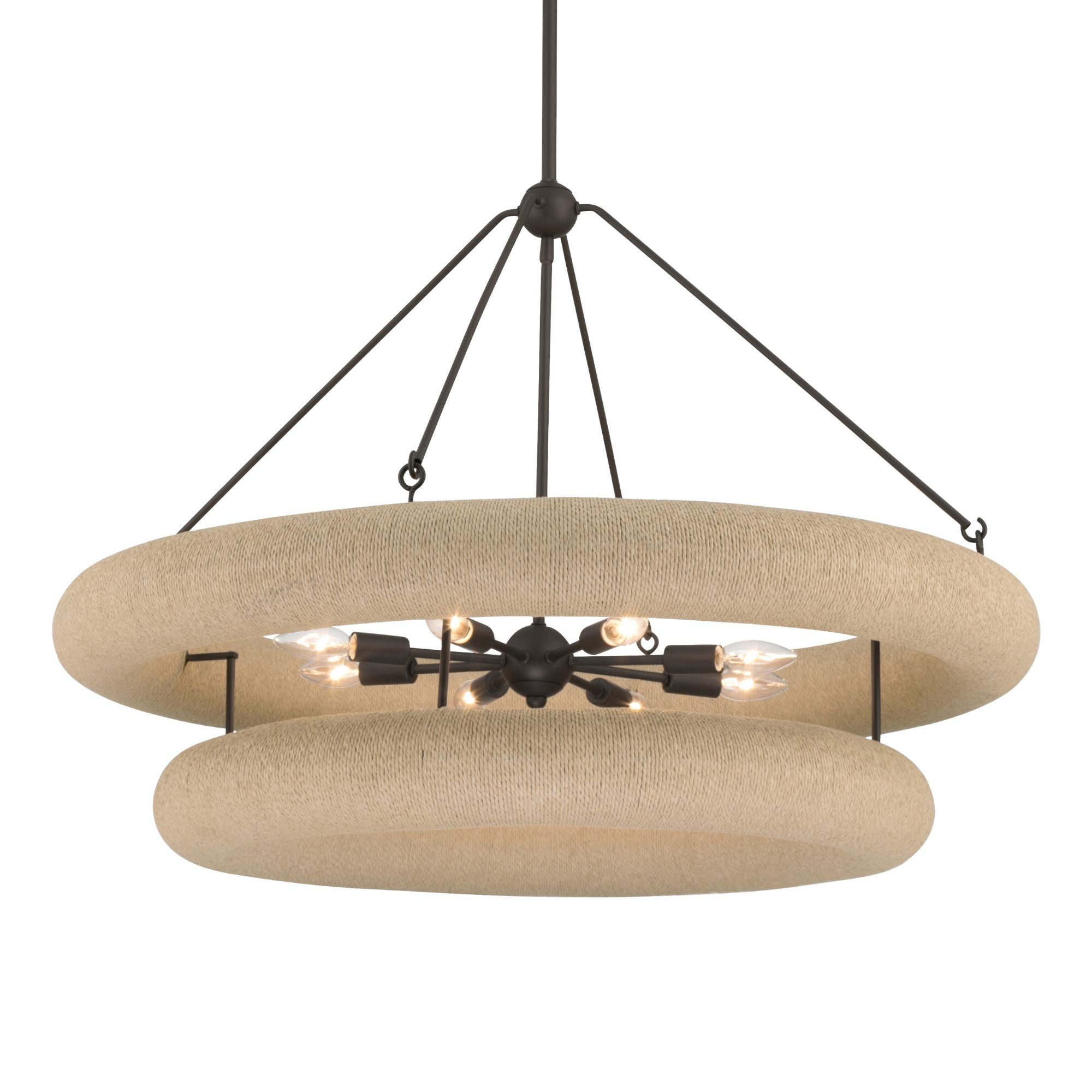 Minka-Lavery Aeris 36 in. 8-Light Pendant, Dark Bronze & Natural