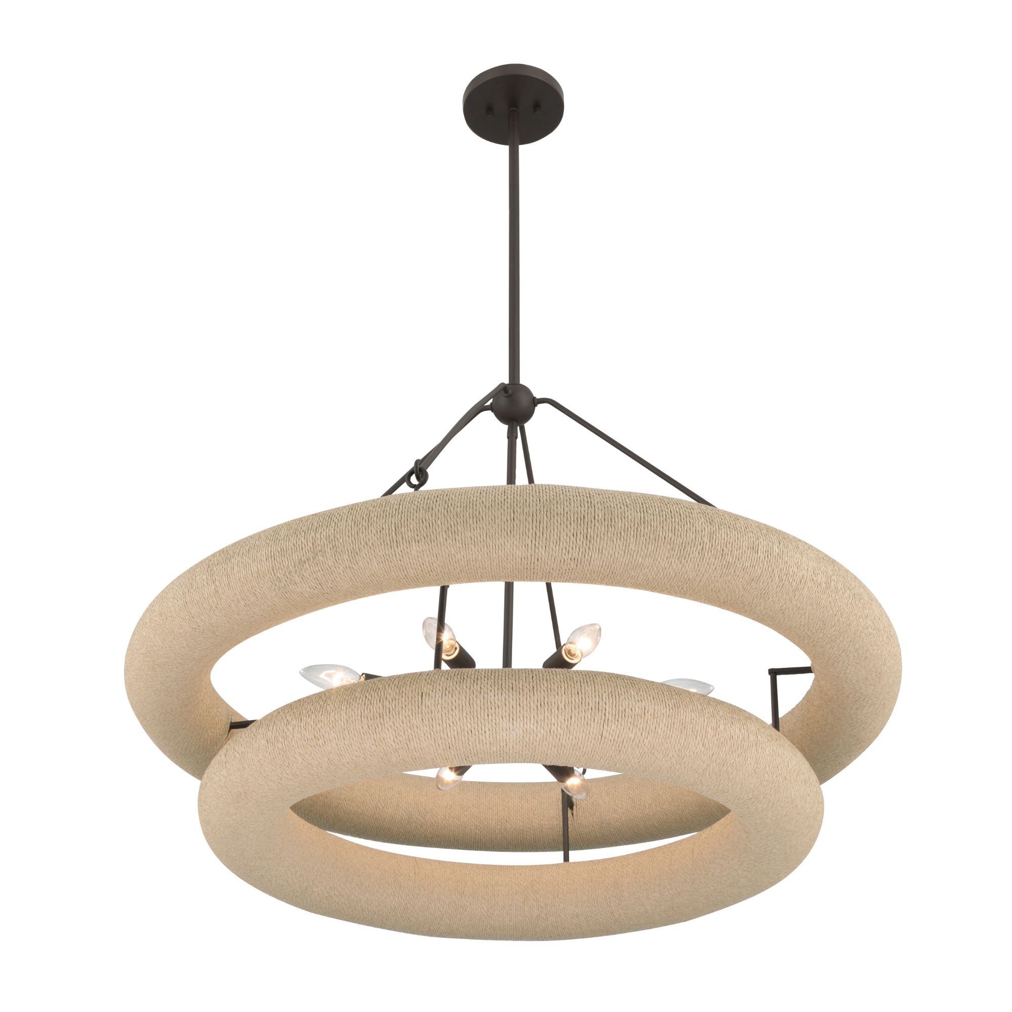 Minka-Lavery Aeris 36 in. 8-Light Pendant, Dark Bronze & Natural