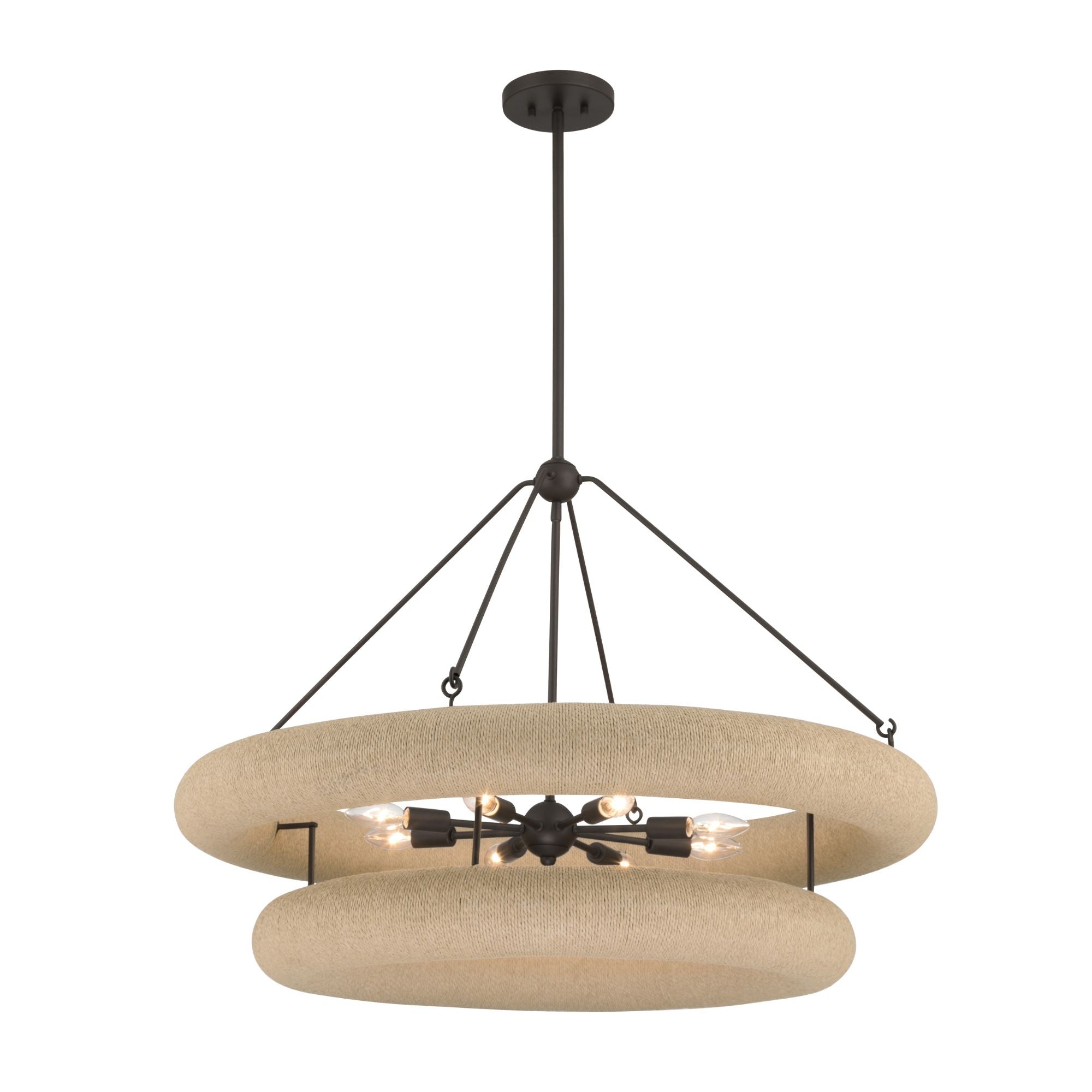 Minka-Lavery Aeris 36 in. 8-Light Pendant, Dark Bronze & Natural
