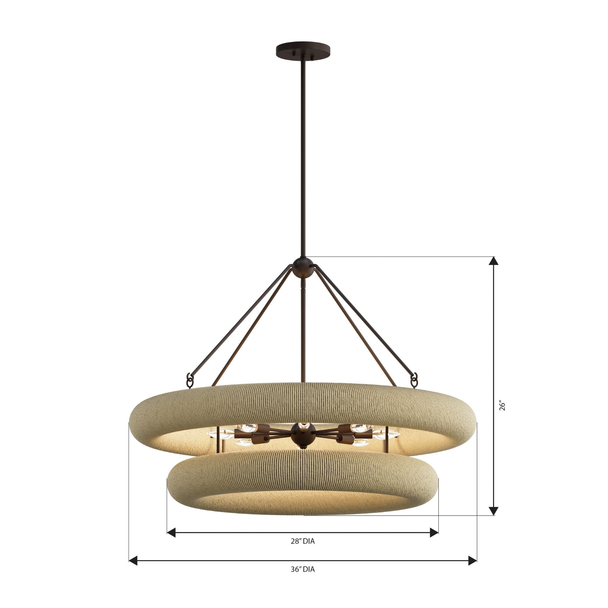 Minka-Lavery Aeris 36 in. 8-Light Pendant, Dark Bronze & Natural