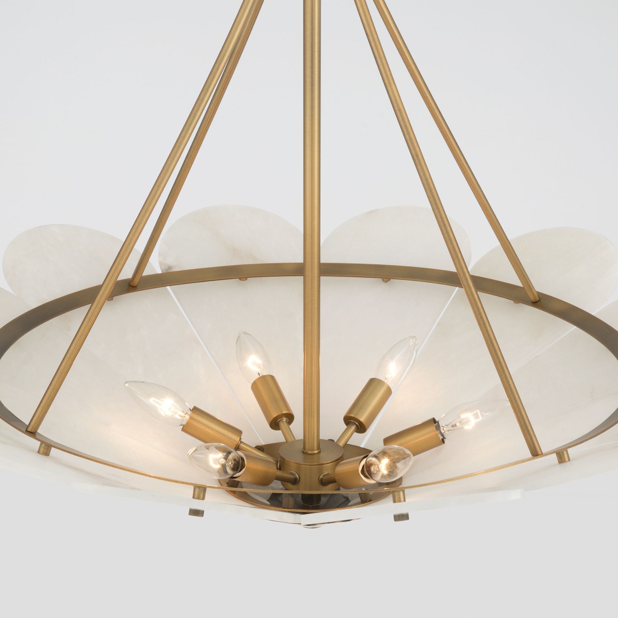 Minka-Lavery Althira 32.75 in. 6-Light Pendant, Legacy Brass & Alabaster