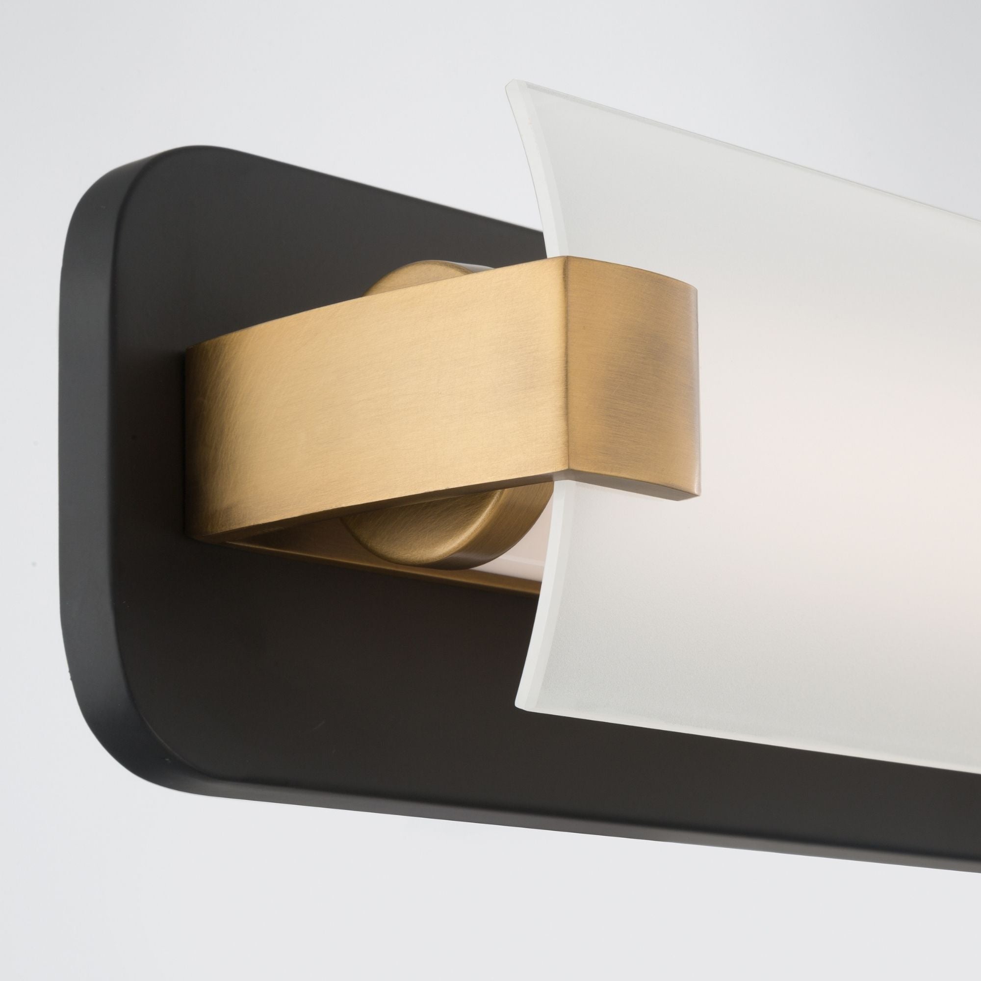 Minka-Lavery Arclume 24 in. LED Bath Bar, Dark Matte Black & Legacy Brass with Etched White Glass