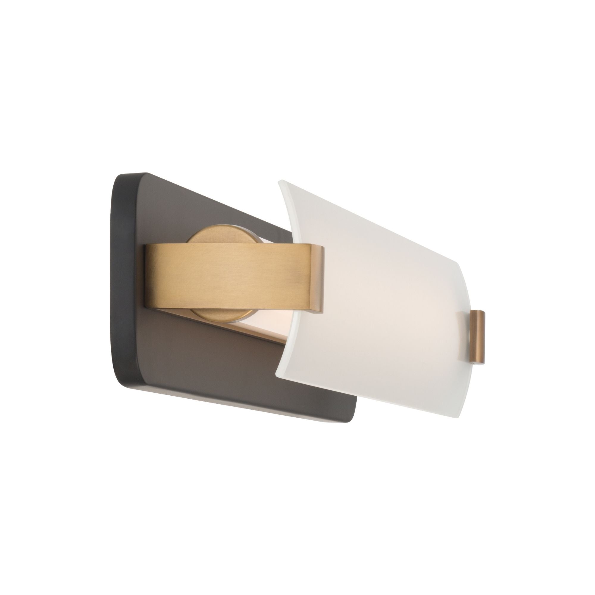 Minka-Lavery Arclume 24 in. LED Bath Bar, Dark Matte Black & Legacy Brass with Etched White Glass