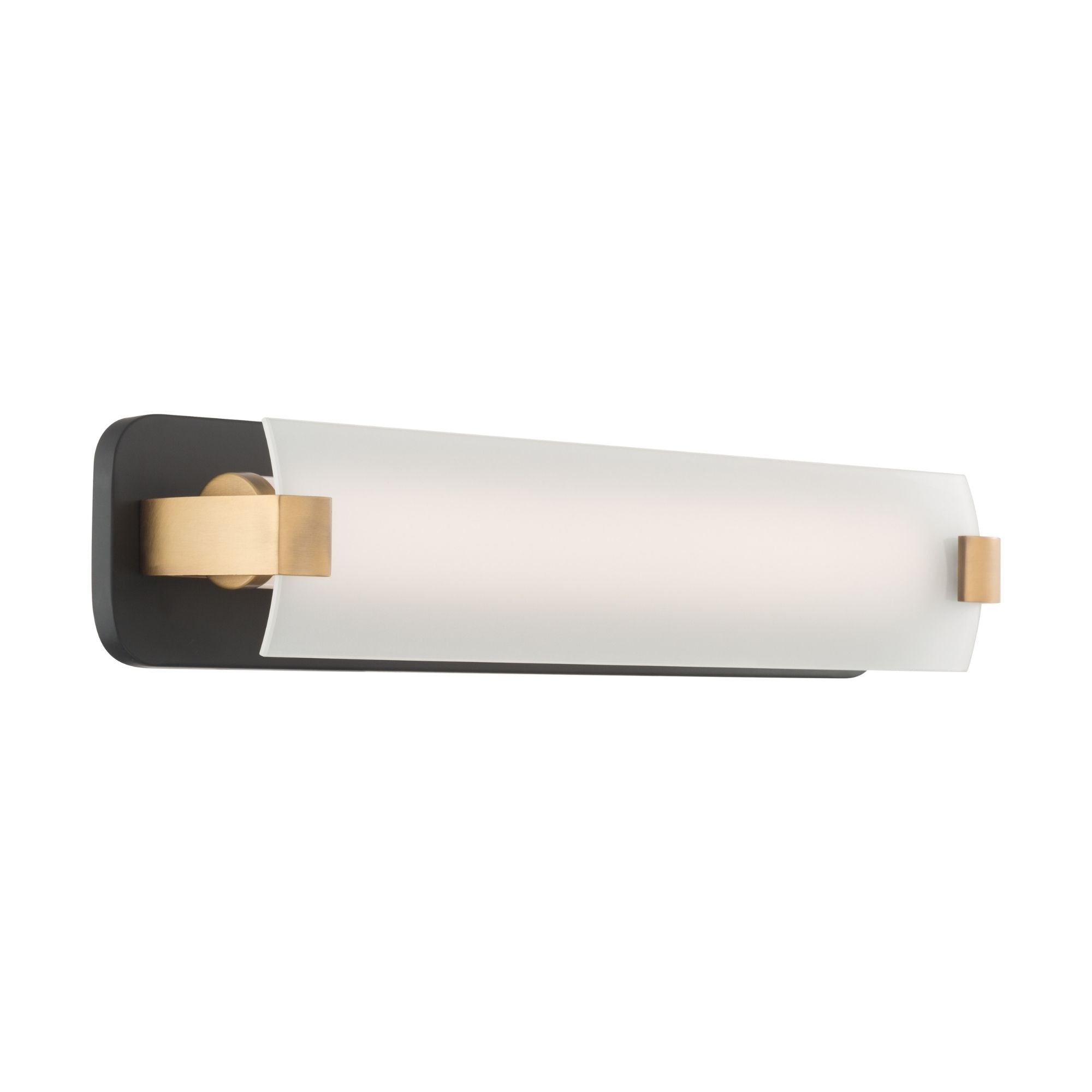 Minka-Lavery Arclume 24 in. LED Bath Bar, Dark Matte Black & Legacy Brass with Etched White Glass