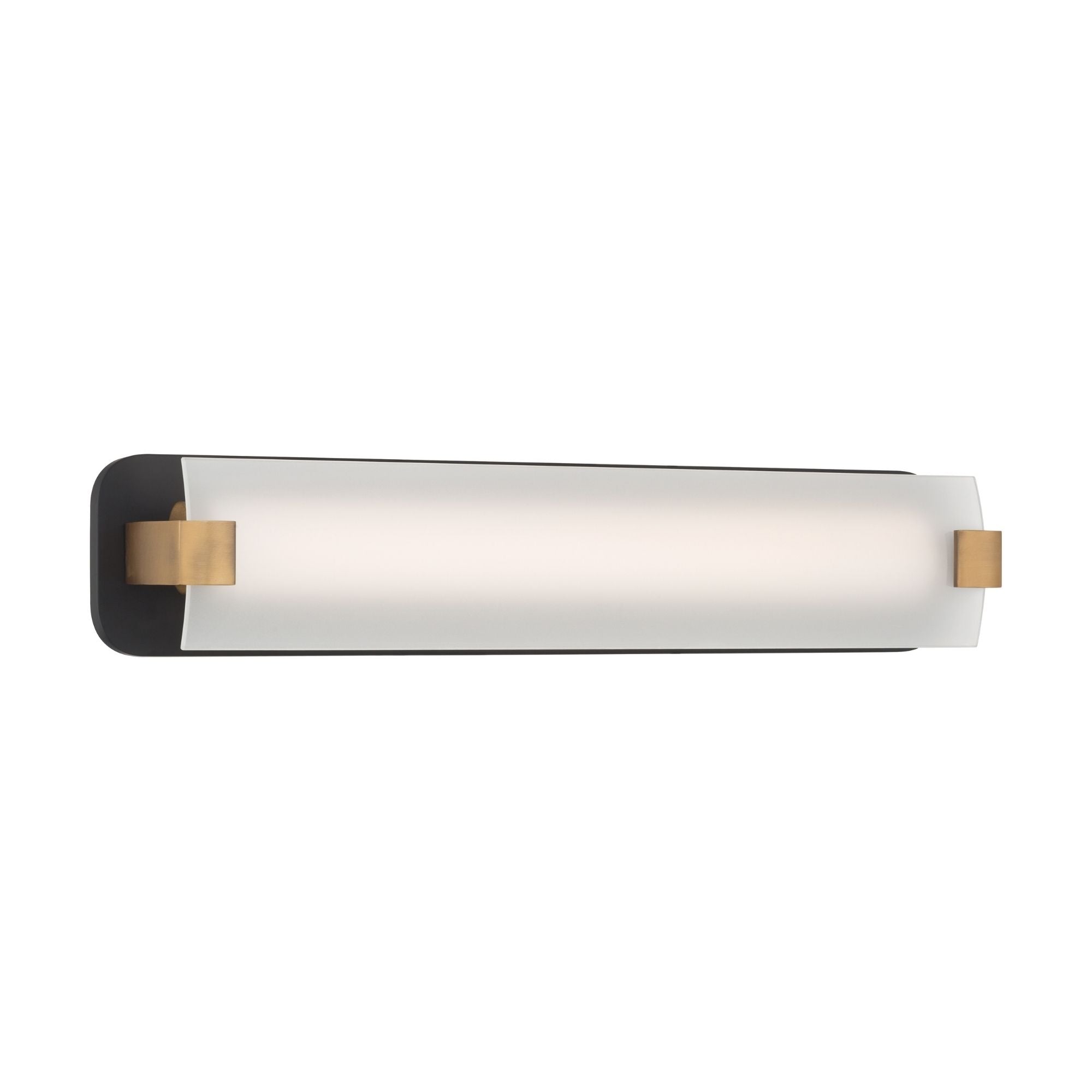 Minka-Lavery Arclume 24 in. LED Bath Bar, Dark Matte Black & Legacy Brass with Etched White Glass