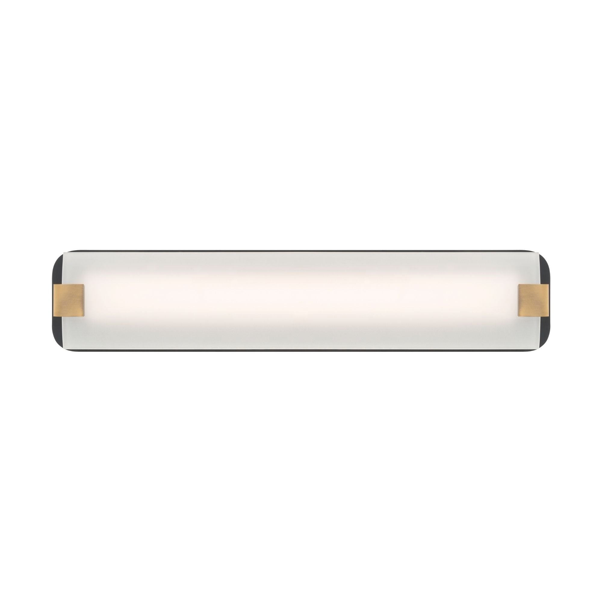 Minka-Lavery Arclume 24 in. LED Bath Bar, Dark Matte Black & Legacy Brass with Etched White Glass