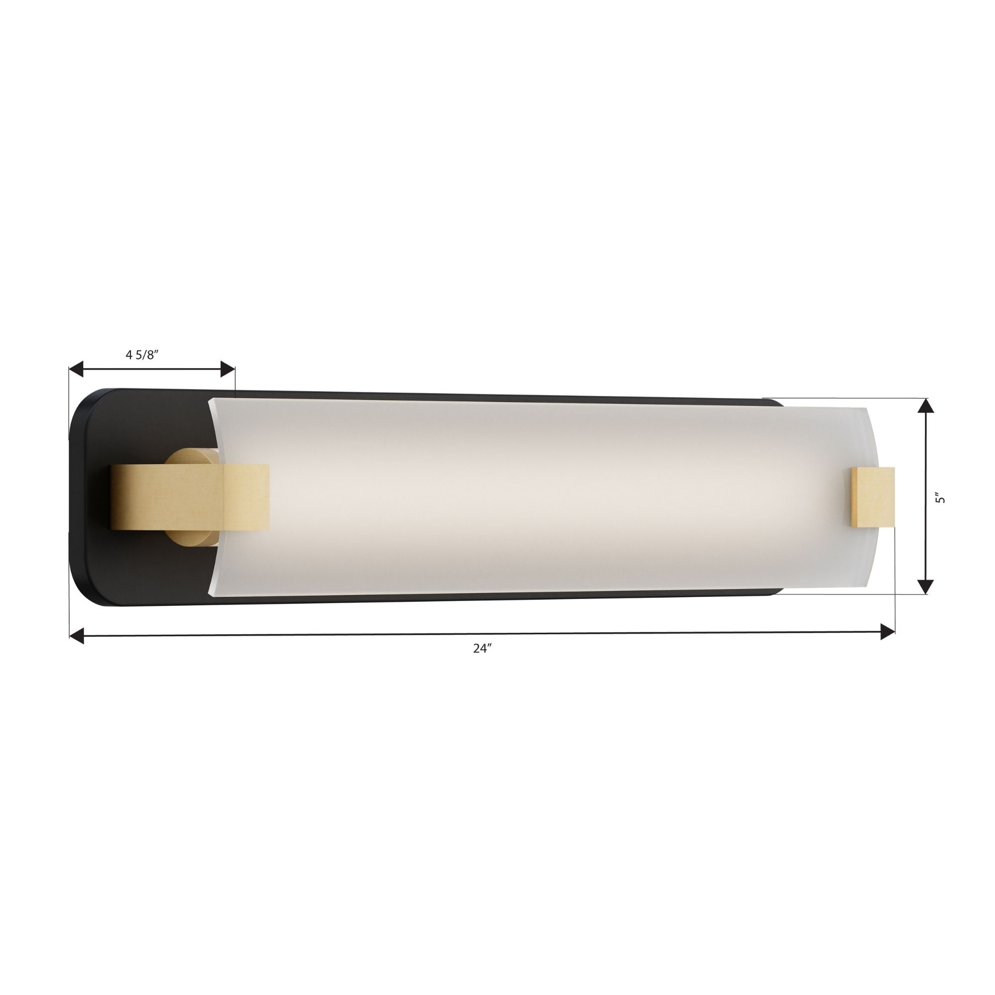 Minka-Lavery Arclume 24 in. LED Bath Bar, Dark Matte Black & Legacy Brass with Etched White Glass