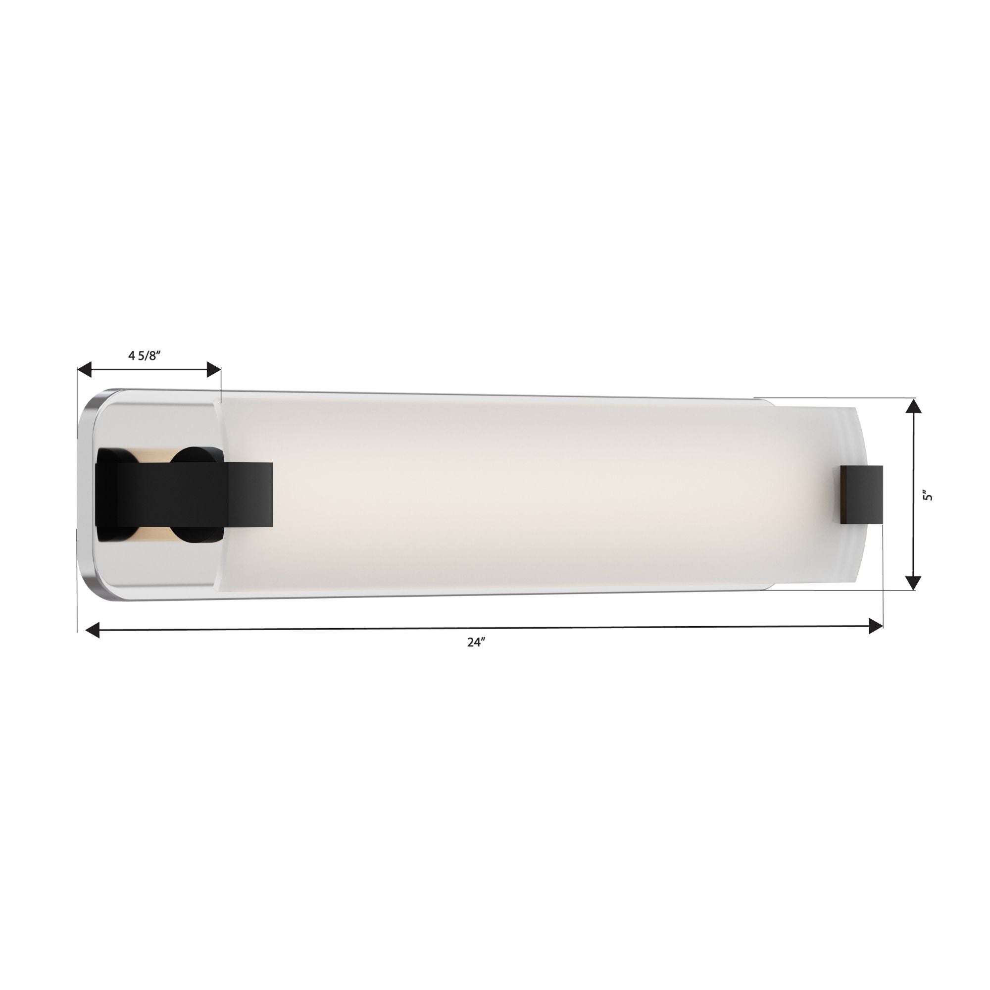 Minka-Lavery Arclume 24 in. LED Bath Bar, Chrome & Dark Matte Black with Etched White Glass