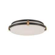 Minka-Lavery Arclume 14.75 in. LED Flush Mount, Dark Matte Black & Legacy Brass with Etched White Glass