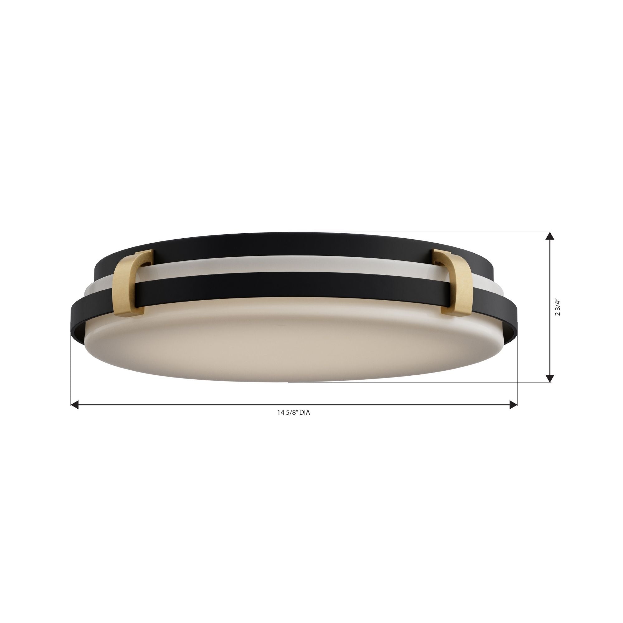 Minka-Lavery Arclume 14.75 in. LED Flush Mount, Dark Matte Black & Legacy Brass with Etched White Glass
