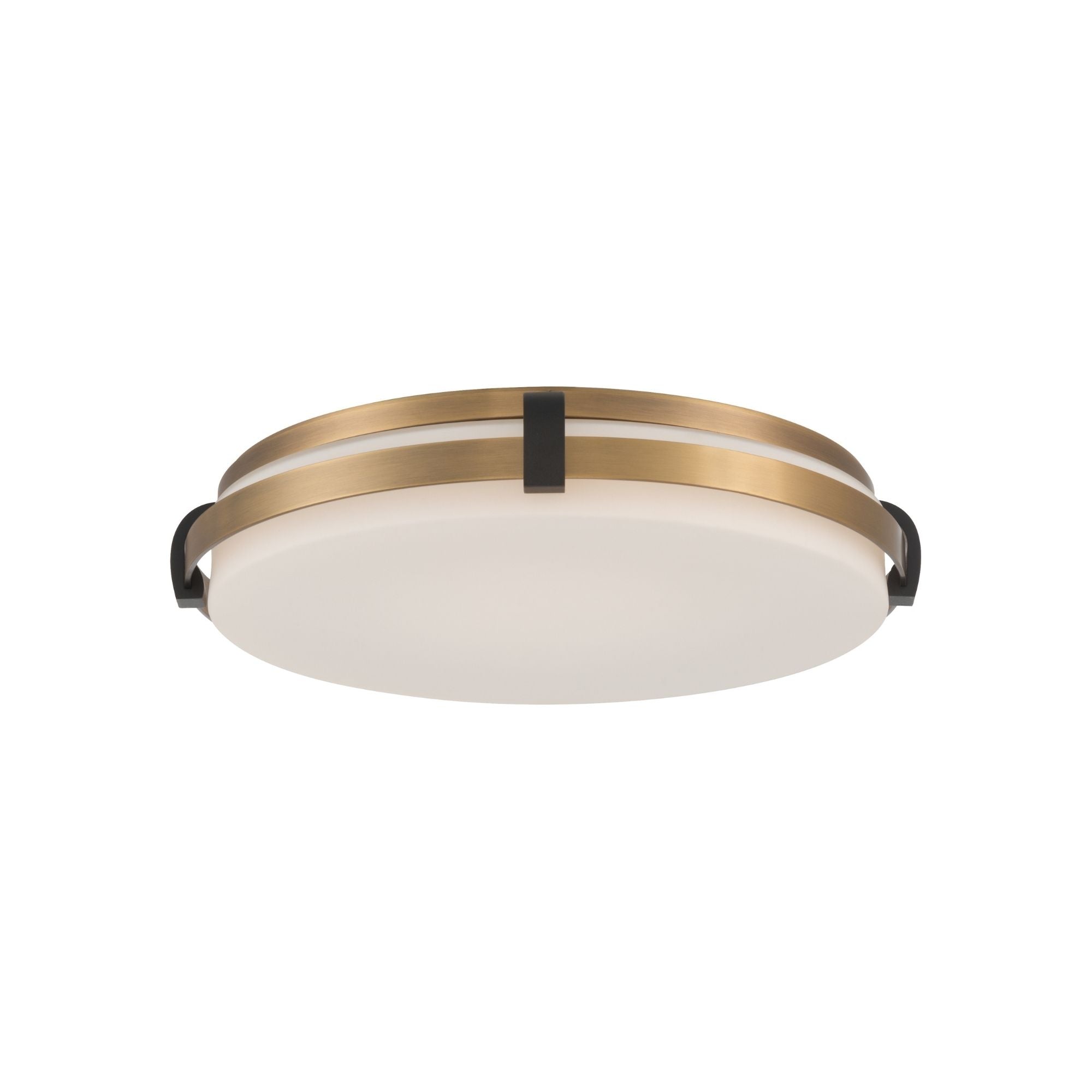 Minka-Lavery Arclume 14.75 in. LED Flush Mount, Legacy Brass & Dark Matte Black with Etched White Glass