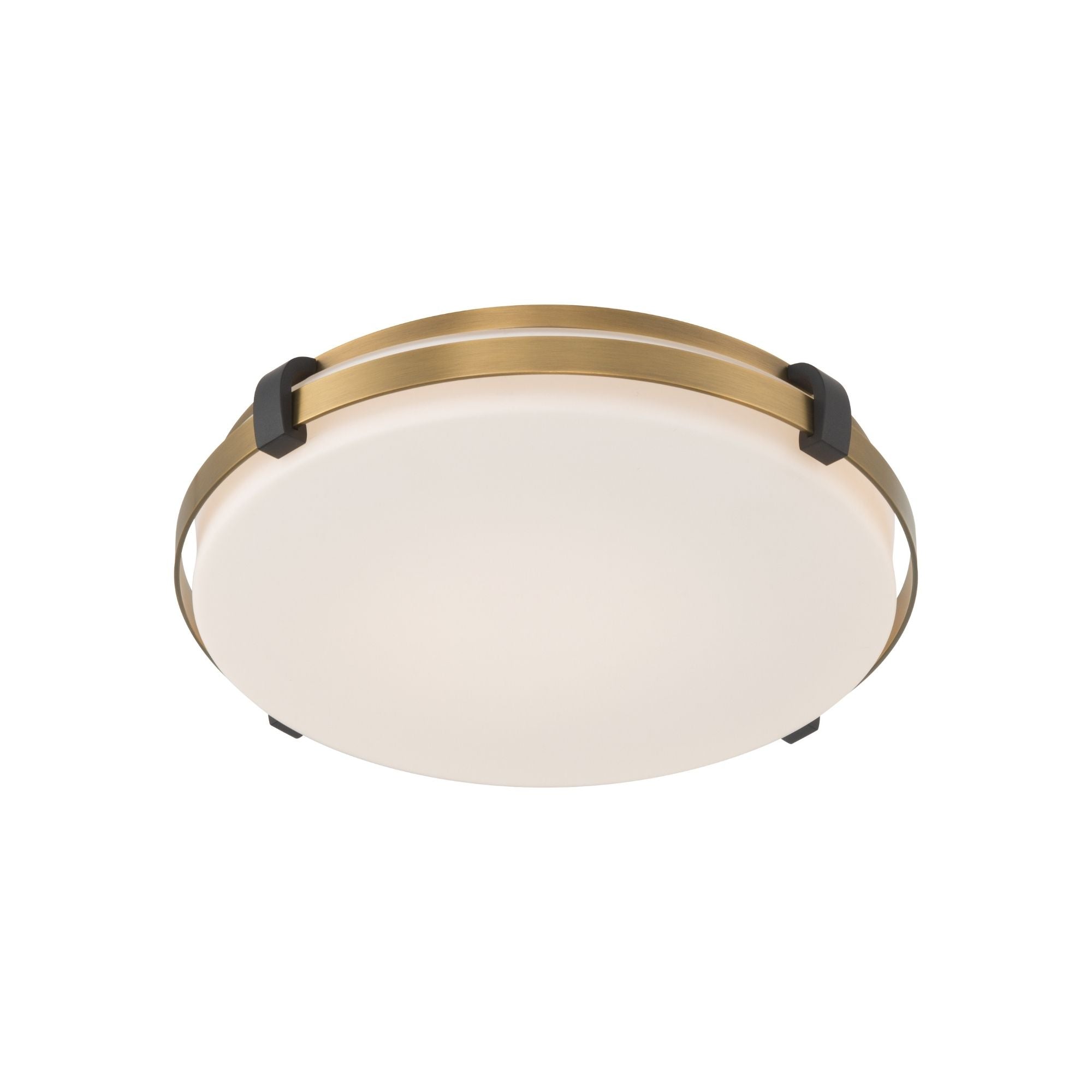 Minka-Lavery Arclume 14.75 in. LED Flush Mount, Legacy Brass & Dark Matte Black with Etched White Glass